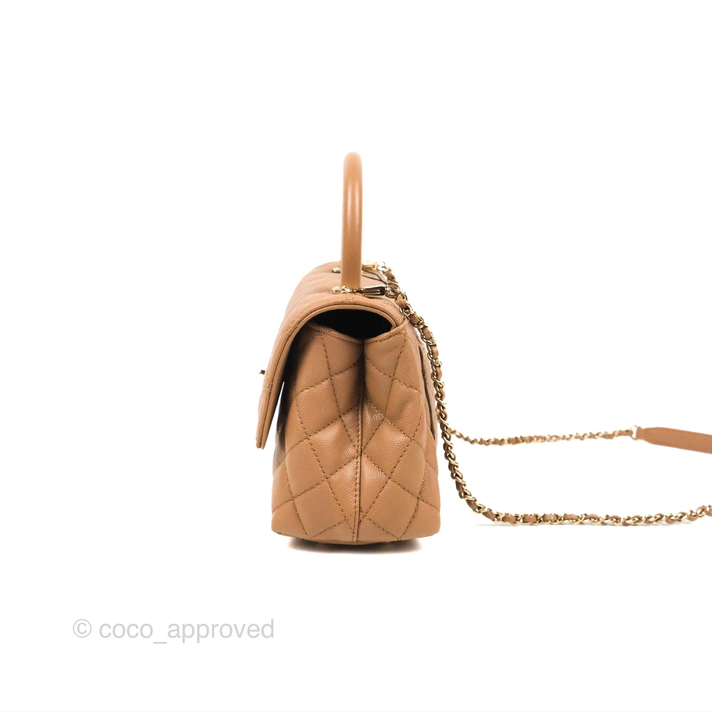 Chanel Small Coco Handle Dark Beige Caviar Gold Hardware