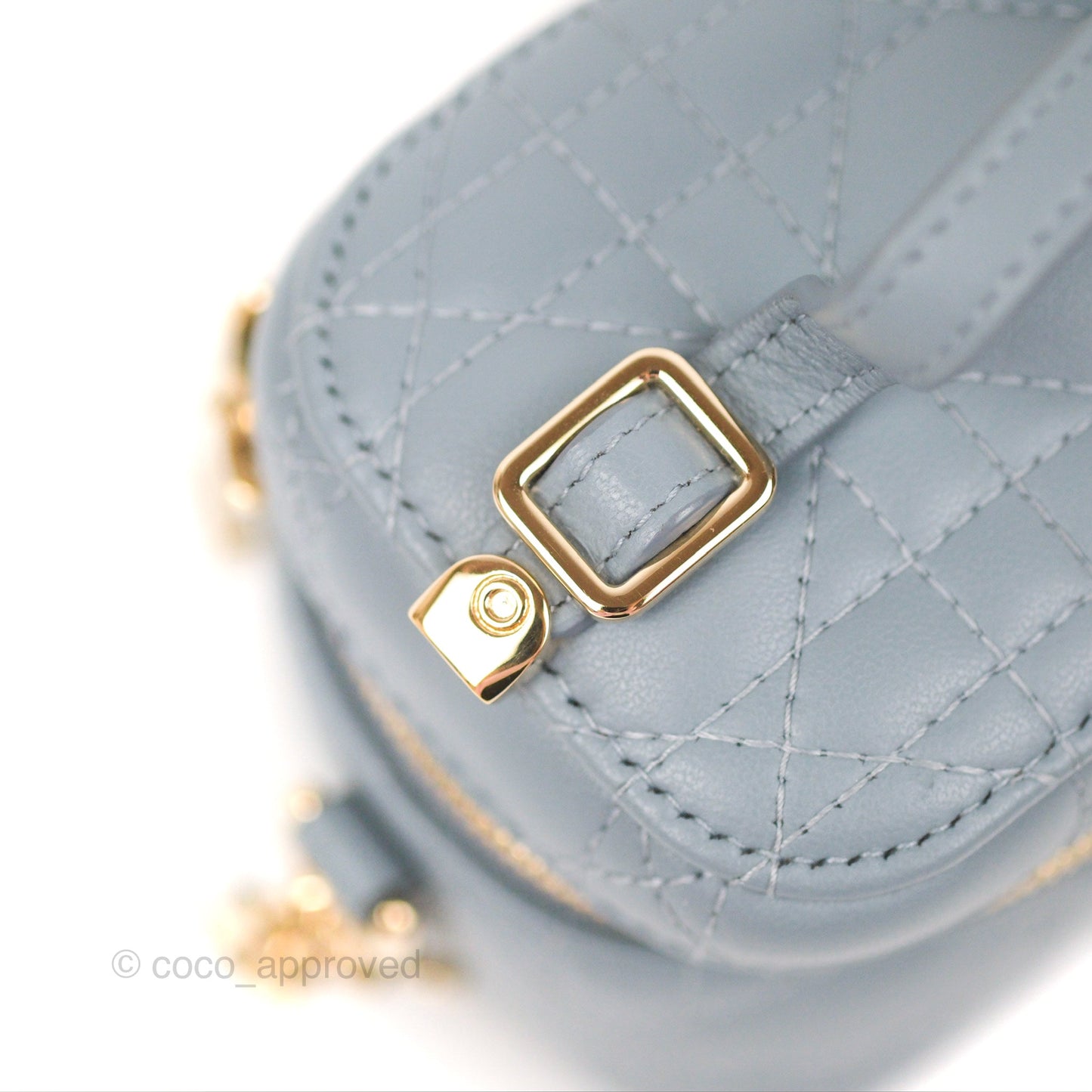 Christian Dior Micro Lady Dior Vanity Case Cloud Blue Cannage Lambskin