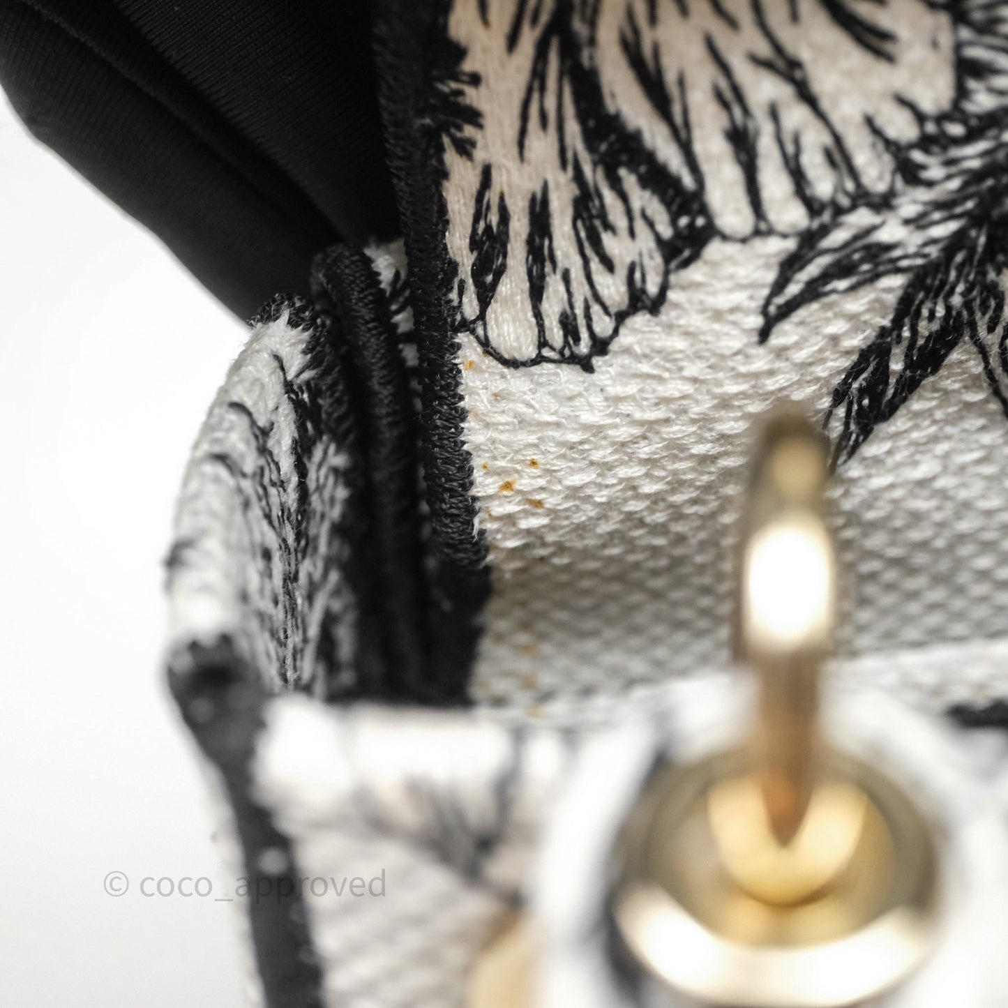Christian Dior Mini Lady D-Lite Bag White/Black Toile de Jouy Voyage Embroidered