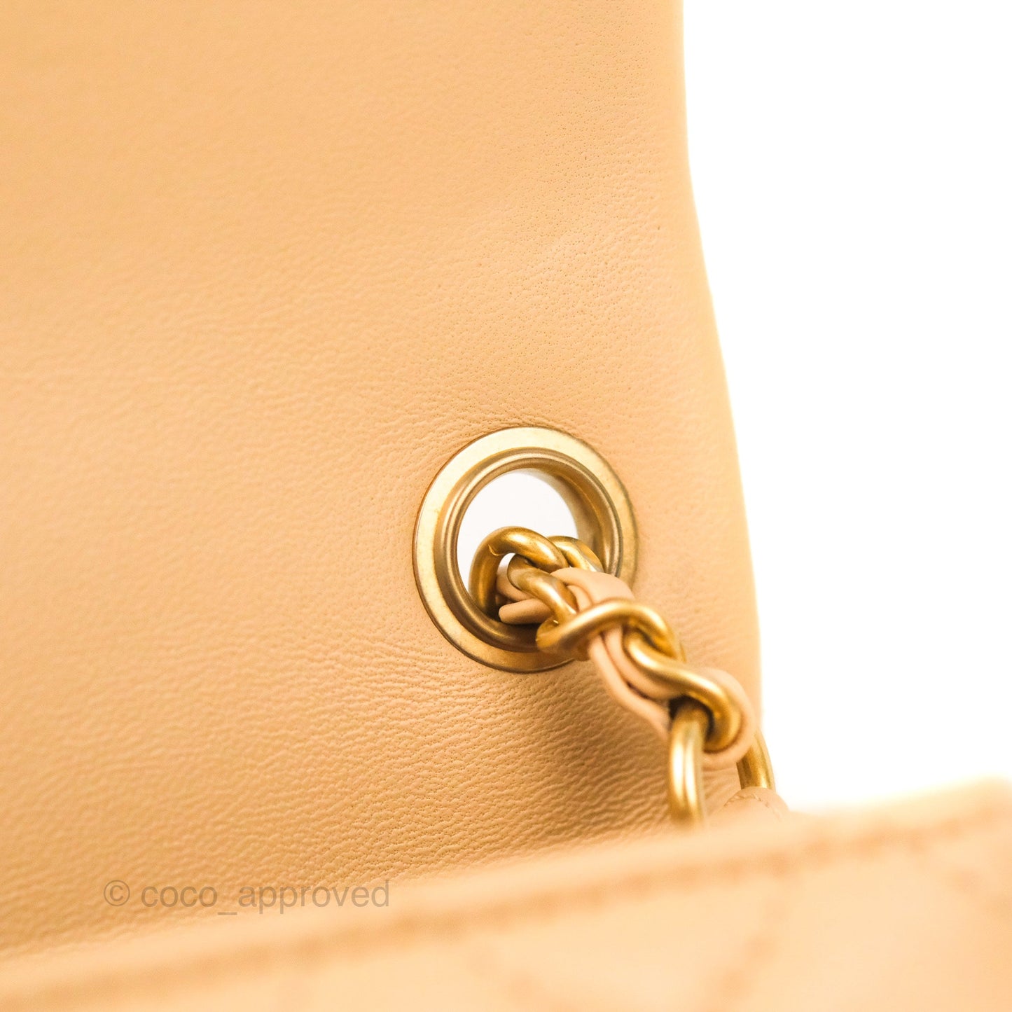 Chanel Mini Rectangular Pearl Crush Beige Lambskin Aged Gold Hardware