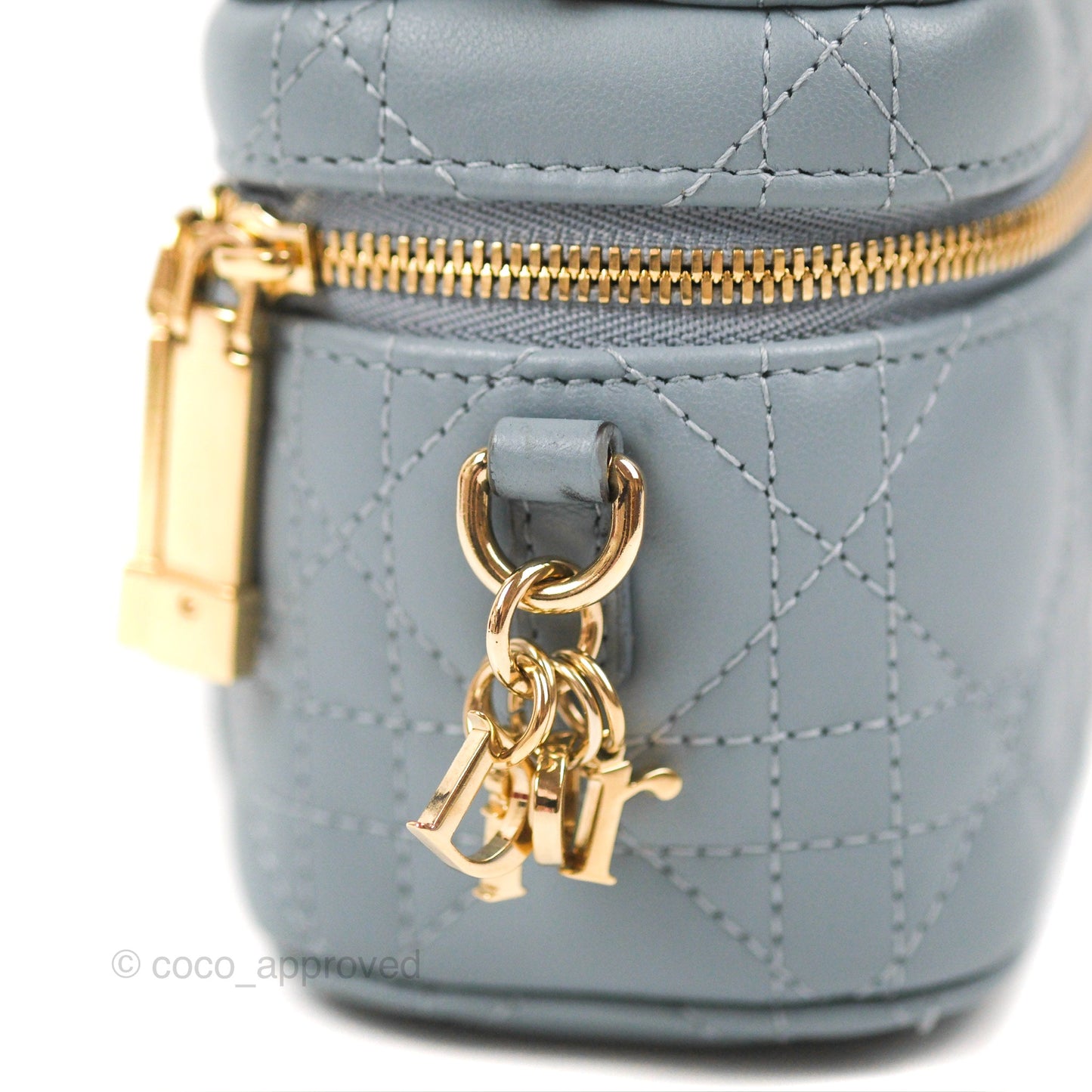 Christian Dior Micro Lady Dior Vanity Case Cloud Blue Cannage Lambskin