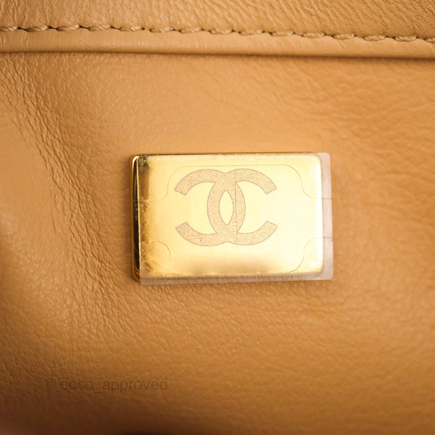 Chanel Mini Rectangular Pearl Crush Beige Lambskin Aged Gold Hardware
