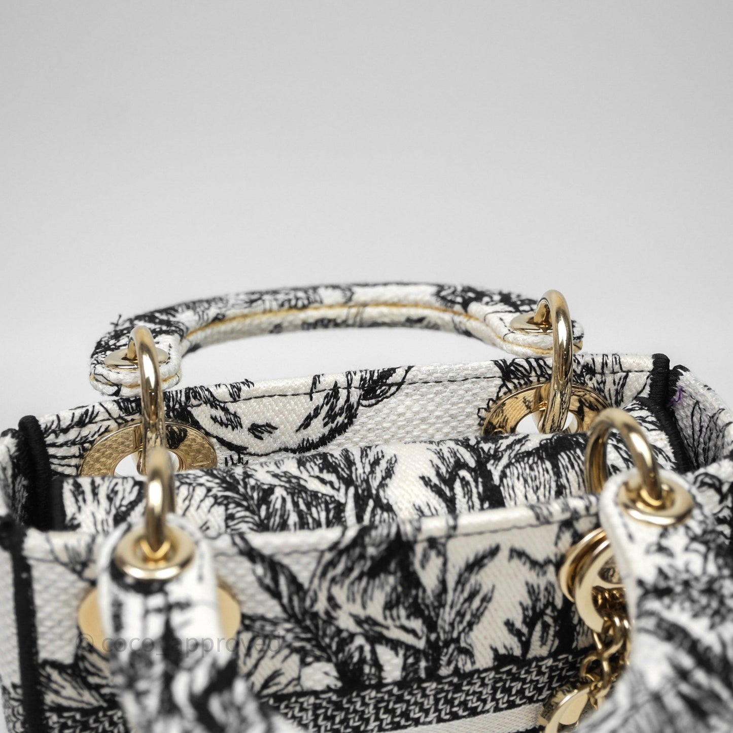 Christian Dior Mini Lady D-Lite Bag White/Black Toile de Jouy Voyage Embroidered