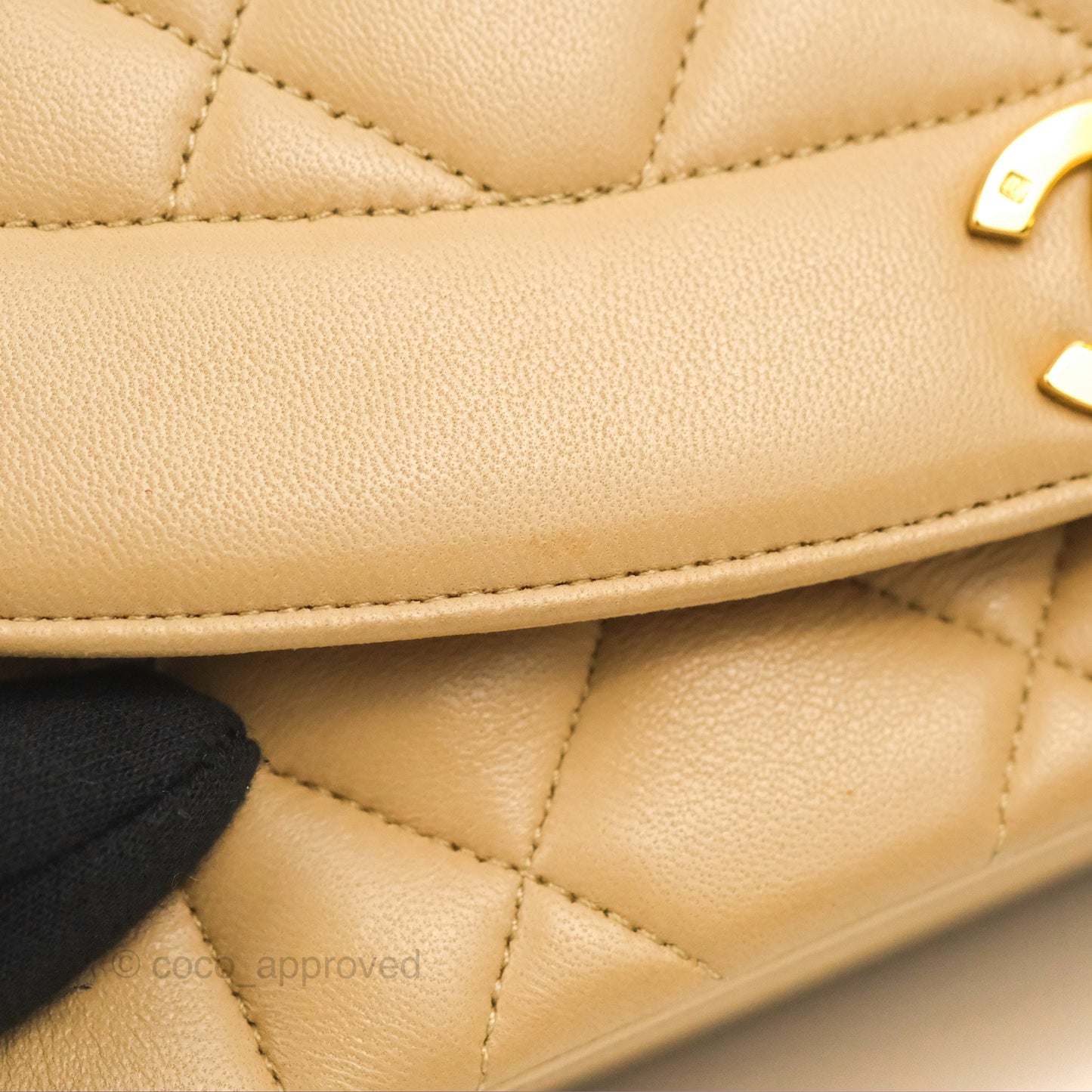 Chanel Vintage Small Quilted Classic Diana Flap Bag Beige Lambskin 24K Gold Hardware