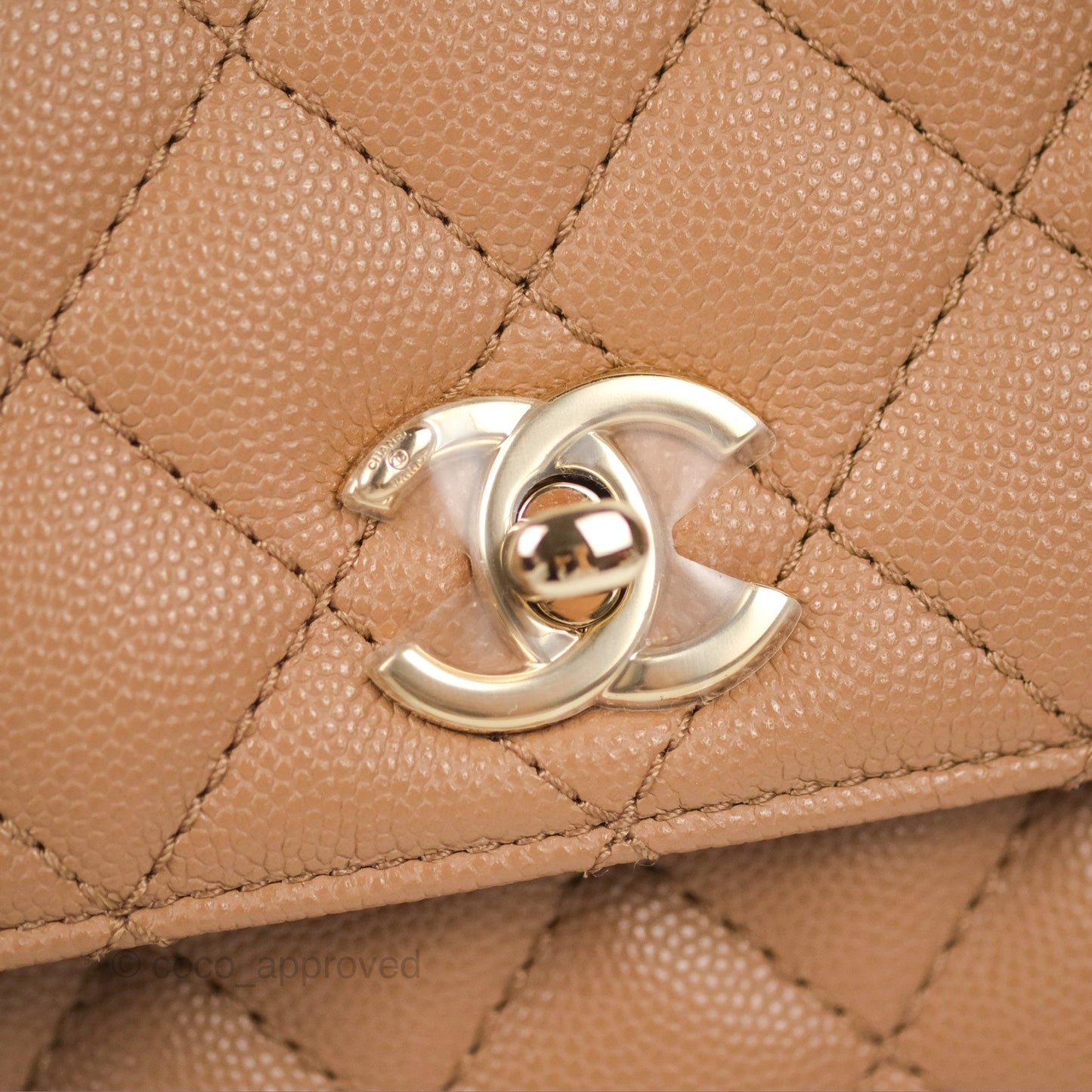 Chanel Small Coco Handle Dark Beige Caviar Gold Hardware
