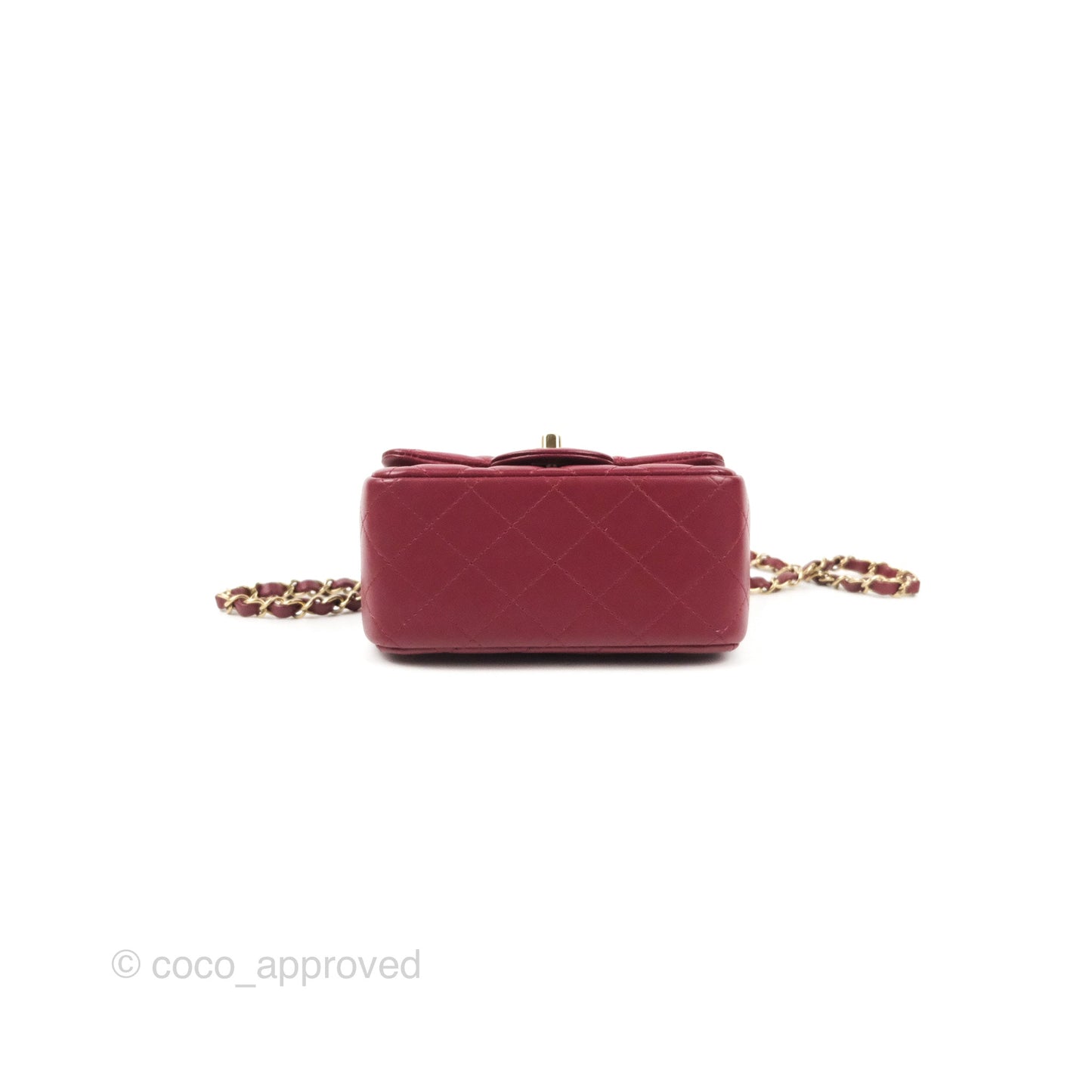 Chanel Quilted Mini Square Flap Red Wine Lambskin Gold Hardware