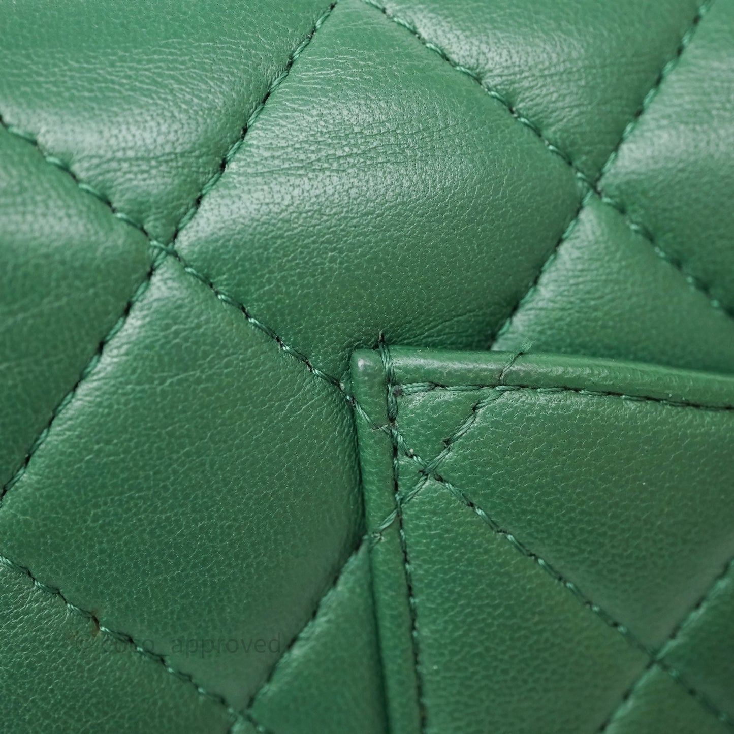 Chanel Quilted Mini Rectangular Green Lambskin Silver Hardware