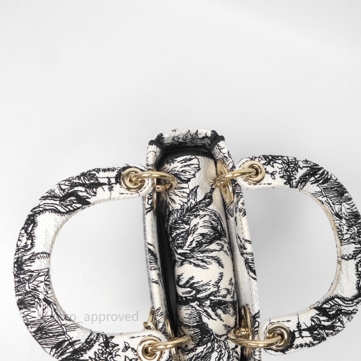 Christian Dior Mini Lady D-Lite Bag White/Black Toile de Jouy Voyage Embroidered