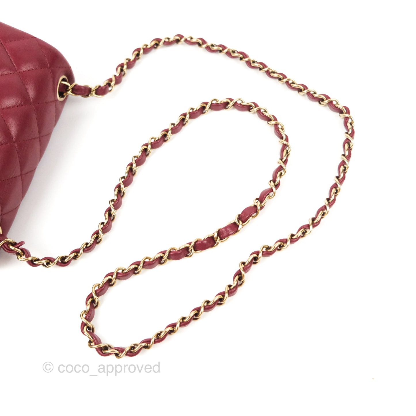 Chanel Quilted Mini Square Flap Red Wine Lambskin Gold Hardware