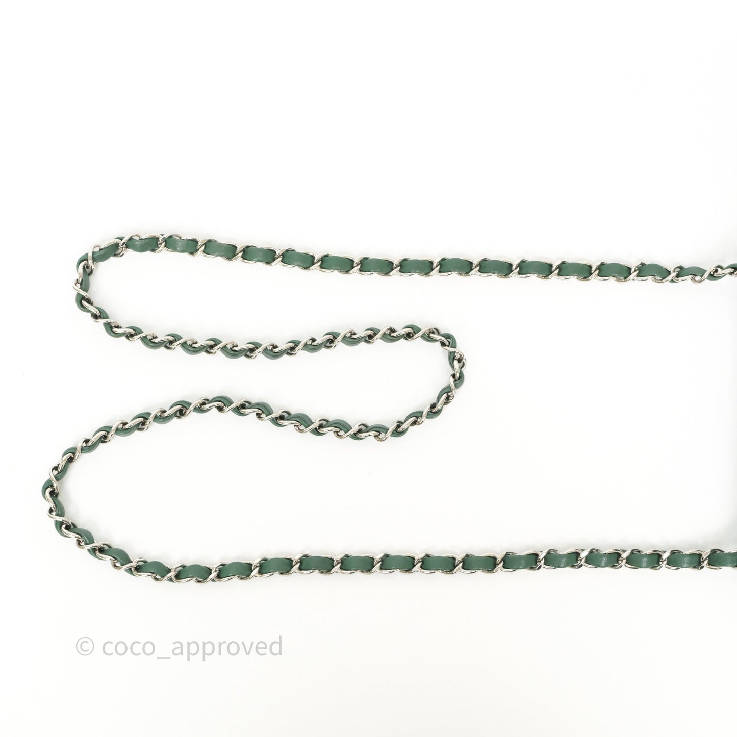 Chanel Quilted Mini Rectangular Green Lambskin Silver Hardware