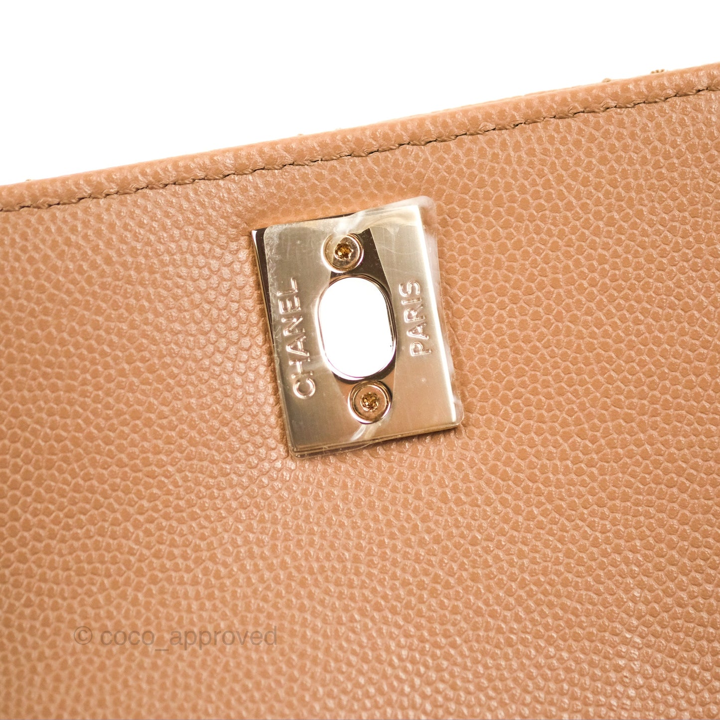 Chanel Small Coco Handle Dark Beige Caviar Gold Hardware