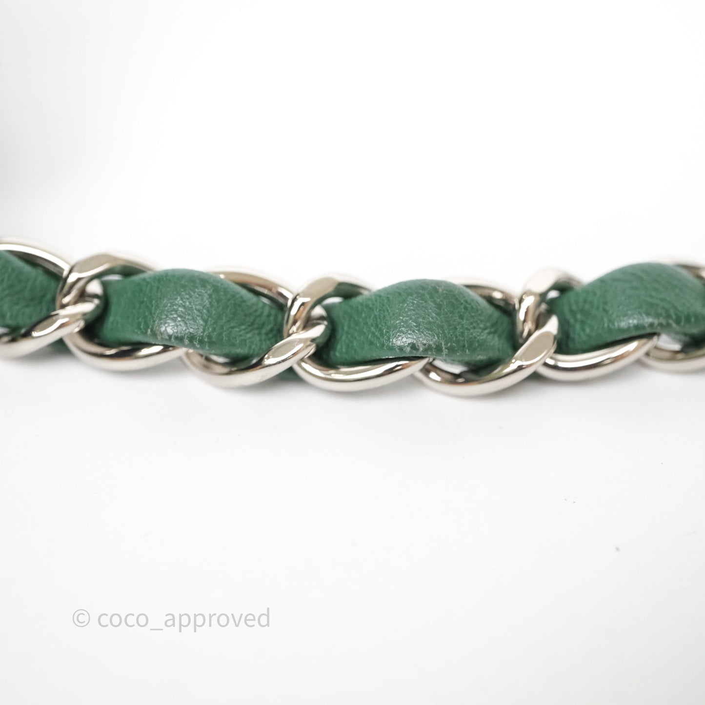 Chanel Quilted Mini Rectangular Green Lambskin Silver Hardware