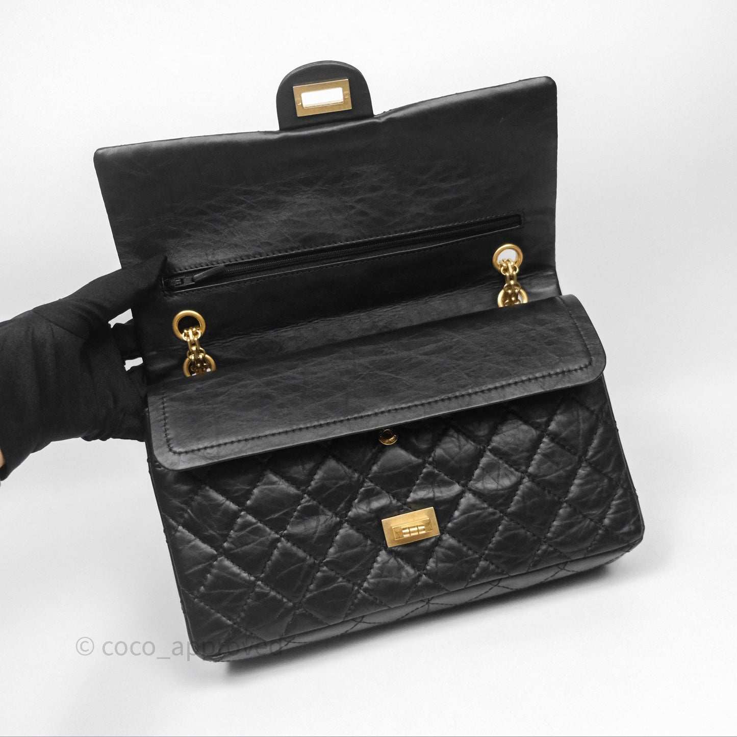 Chanel Reissue 226 Quilted Aged Calfskin Black Aged Gold Hardware