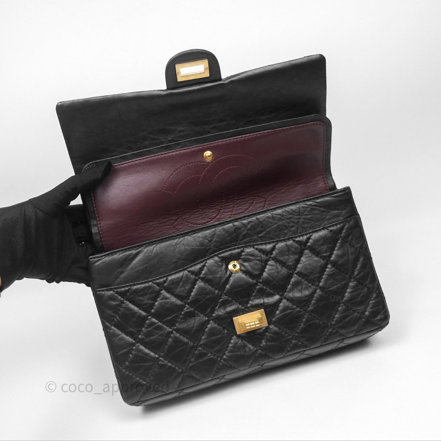 Chanel Reissue 226 Quilted Aged Calfskin Black Aged Gold Hardware