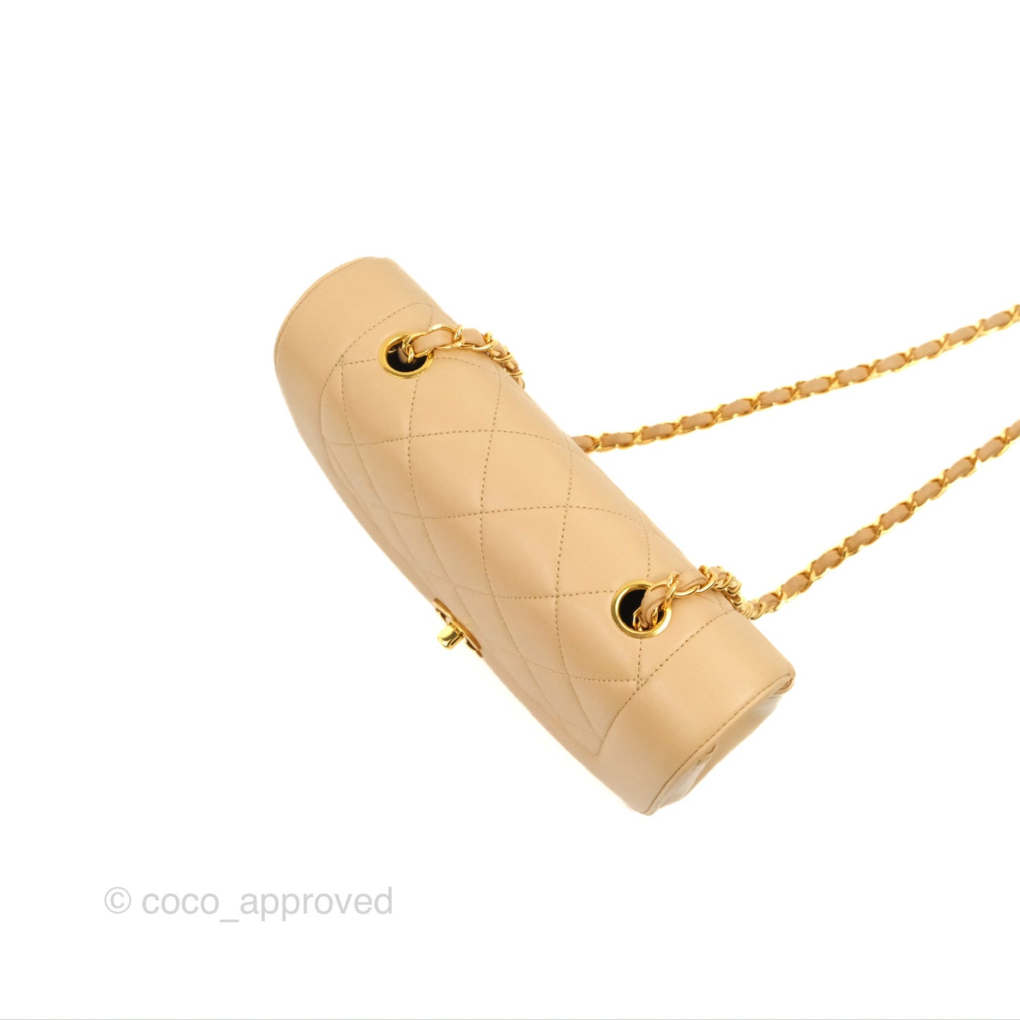 Chanel Vintage Small Quilted Classic Diana Flap Bag Beige Lambskin 24K Gold Hardware