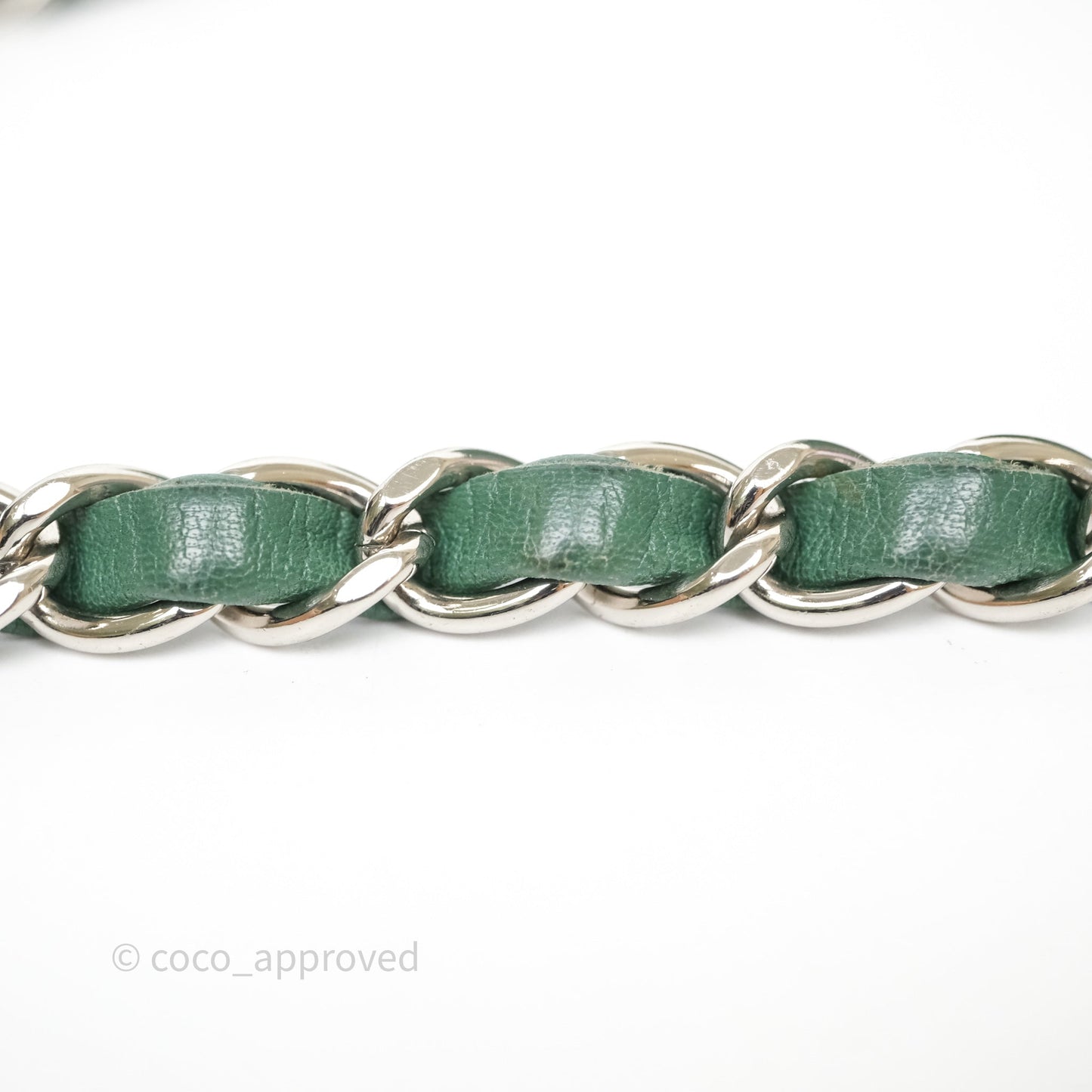 Chanel Quilted Mini Rectangular Green Lambskin Silver Hardware