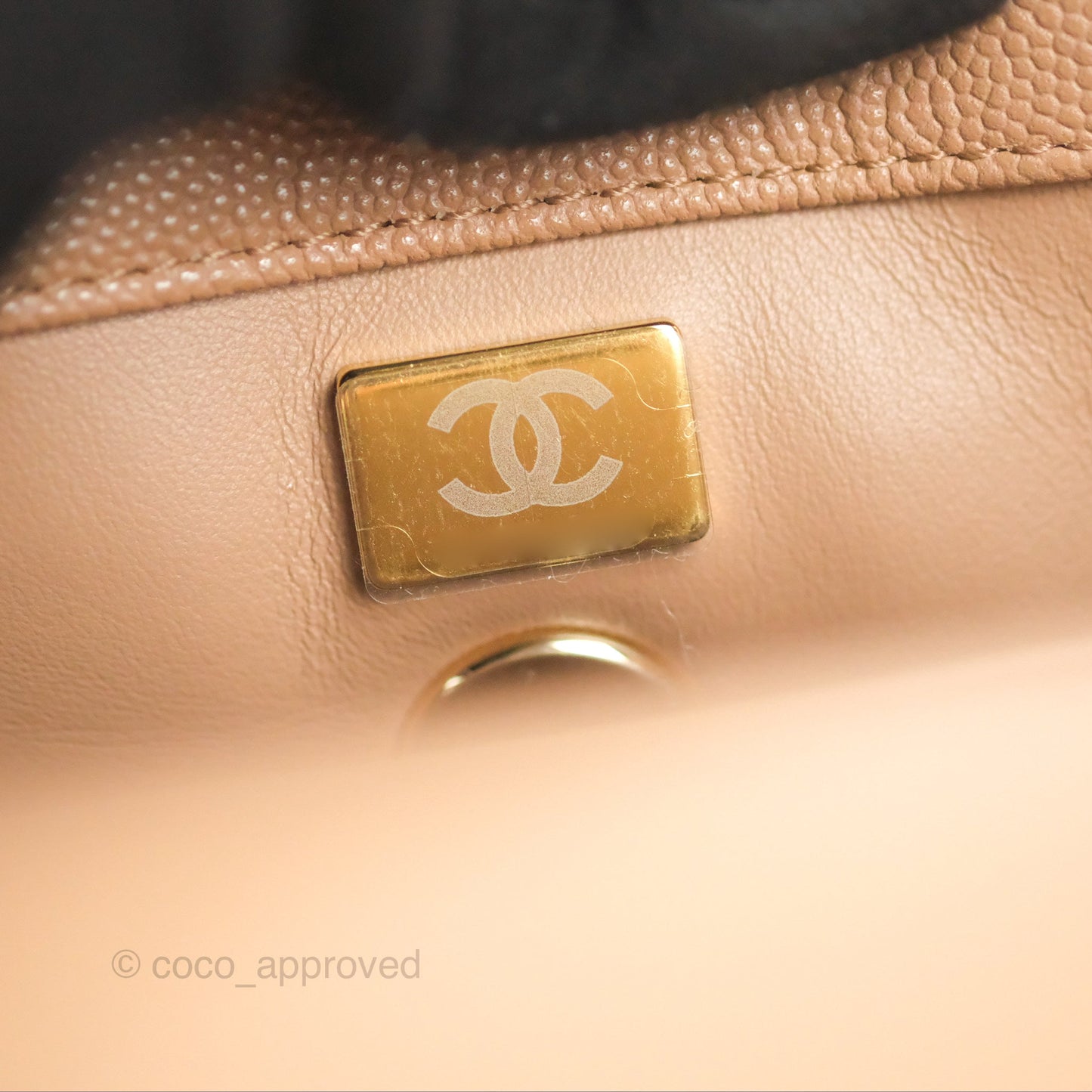 Chanel Small Coco Handle Dark Beige Caviar Gold Hardware