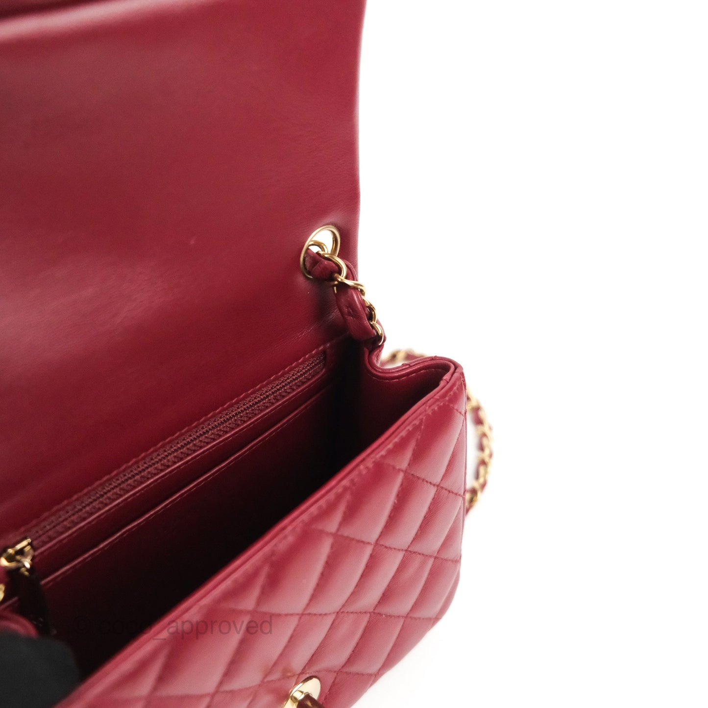 Chanel Quilted Mini Square Flap Red Wine Lambskin Gold Hardware