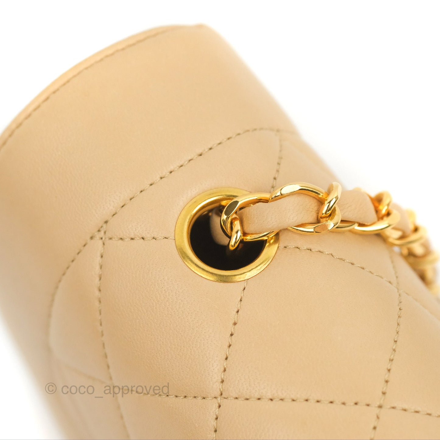 Chanel Vintage Small Quilted Classic Diana Flap Bag Beige Lambskin 24K Gold Hardware