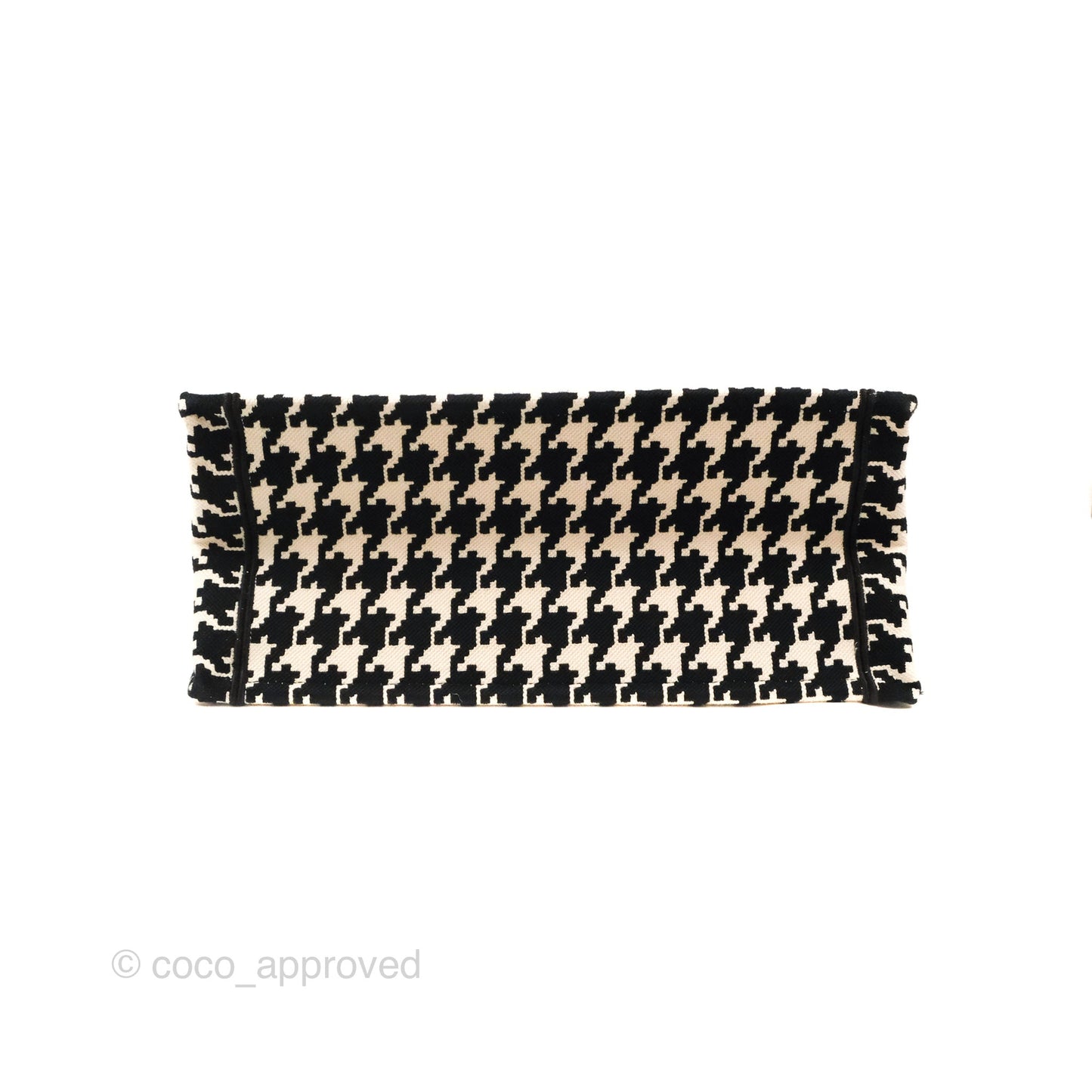 Christian Dior Medium(Old Small)Book Tote Houndstooth Embroidery Black/White