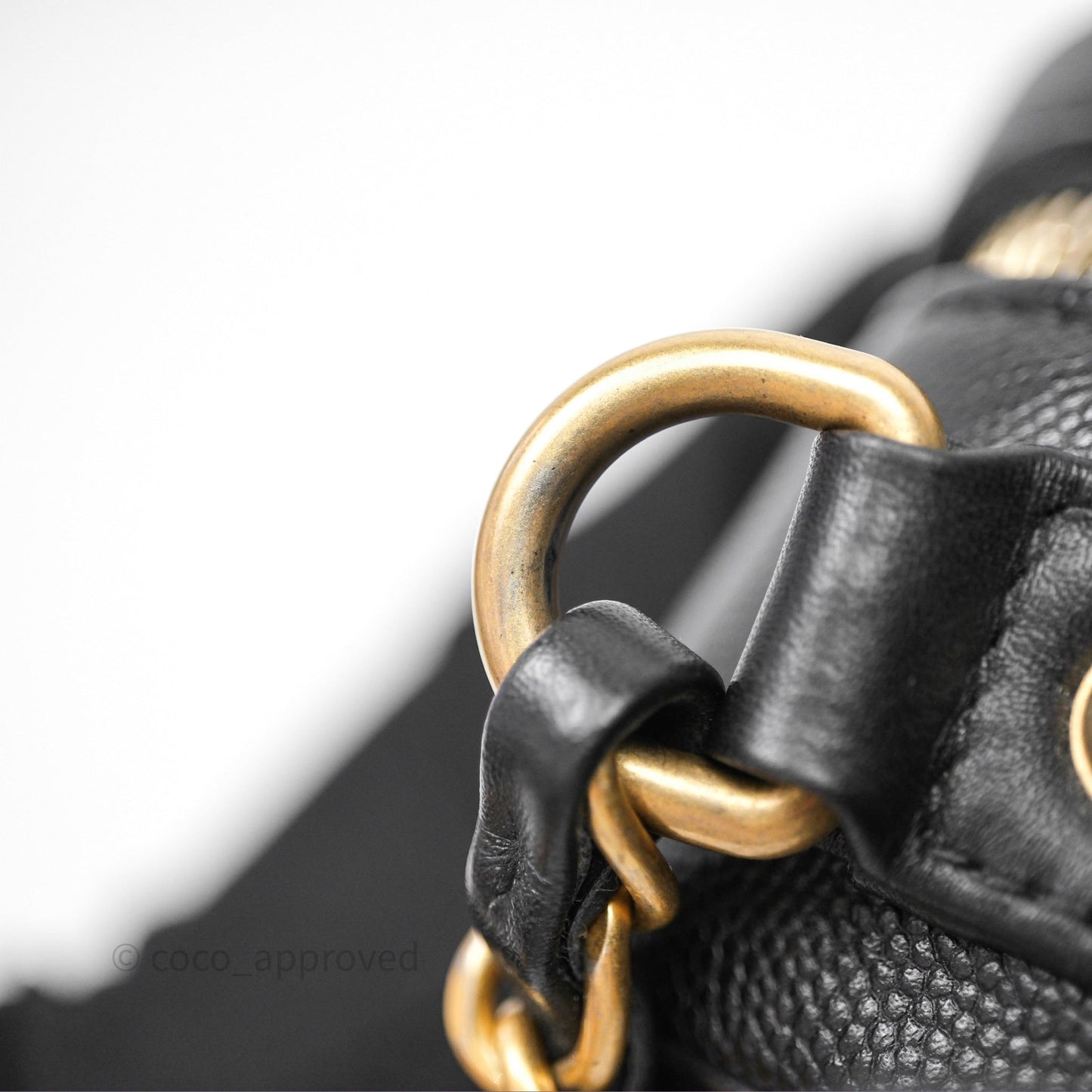 Chanel Quilted Medium CC Filigree Vanity Case Black Caviar Aged Gold Hardware