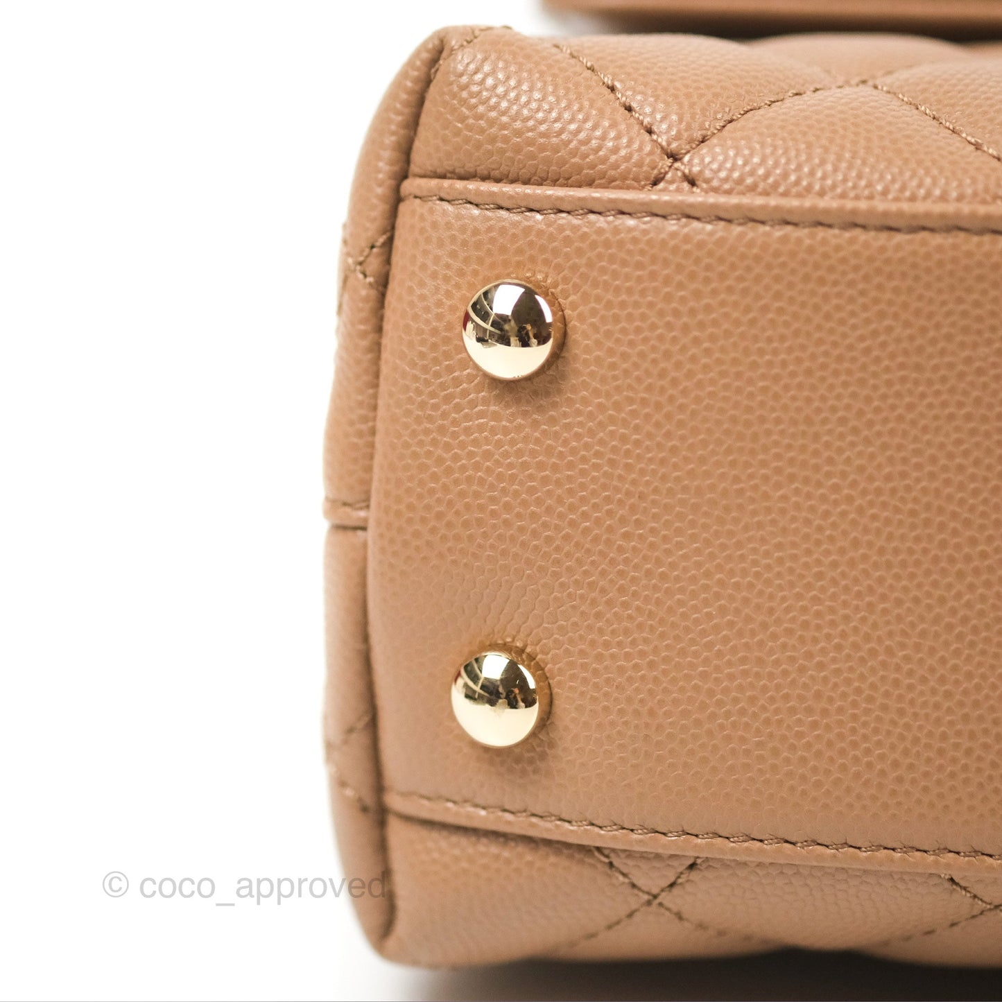 Chanel Small Coco Handle Dark Beige Caviar Gold Hardware