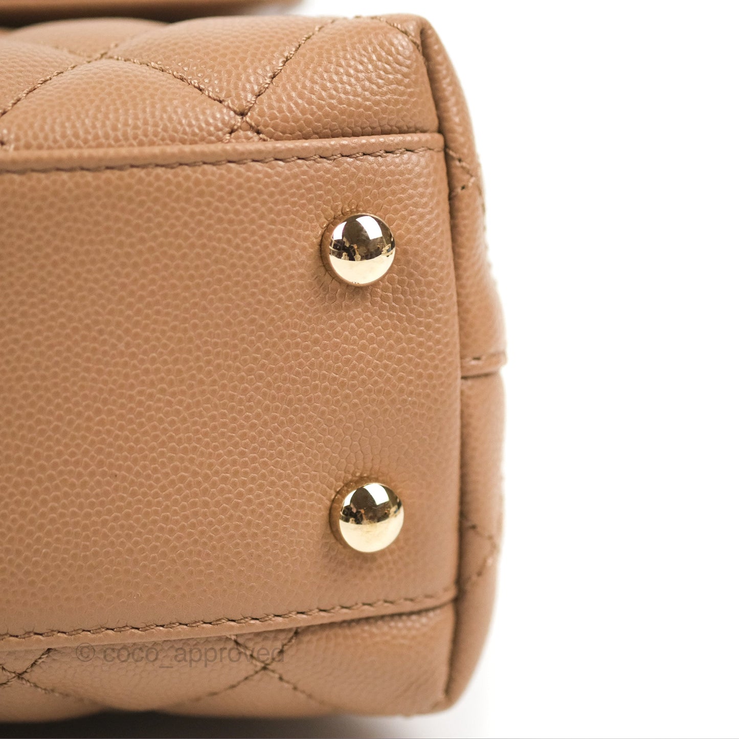 Chanel Small Coco Handle Dark Beige Caviar Gold Hardware