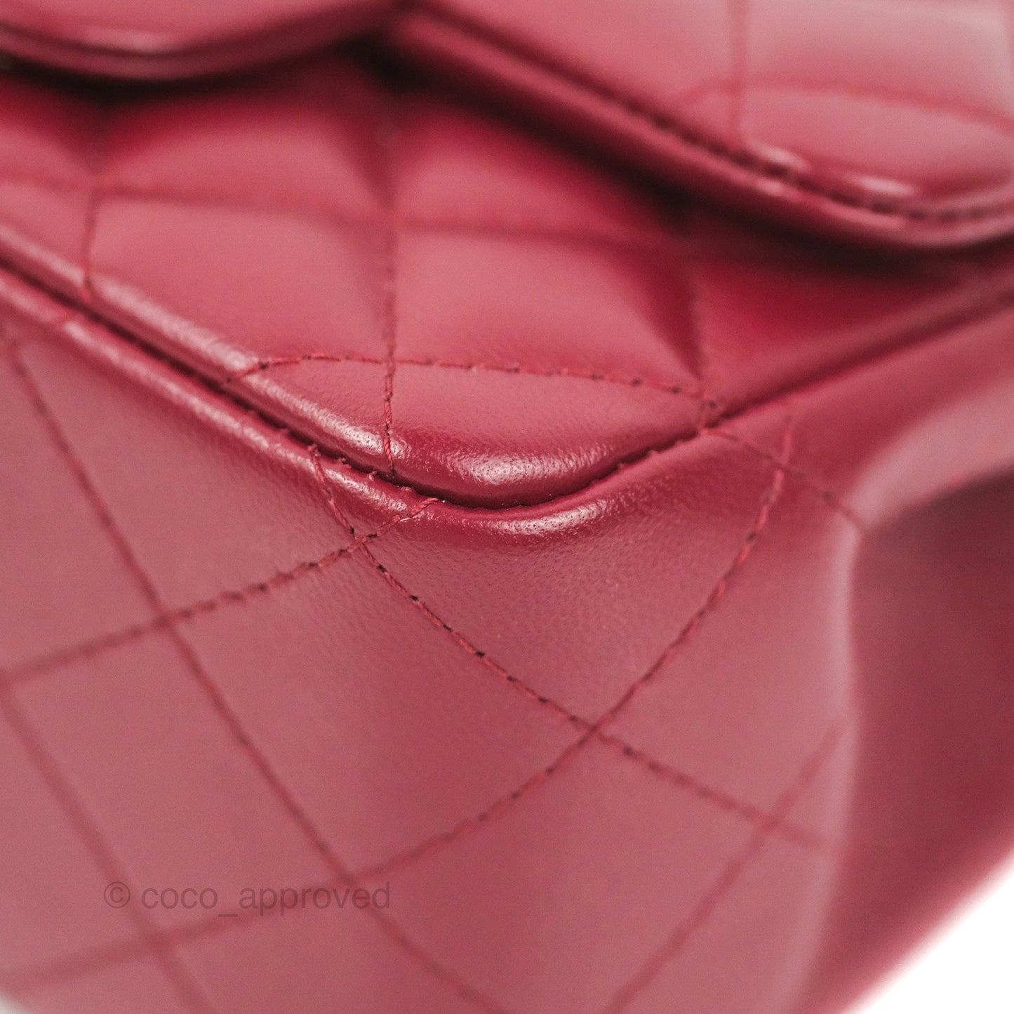 Chanel Quilted Mini Square Flap Red Wine Lambskin Gold Hardware