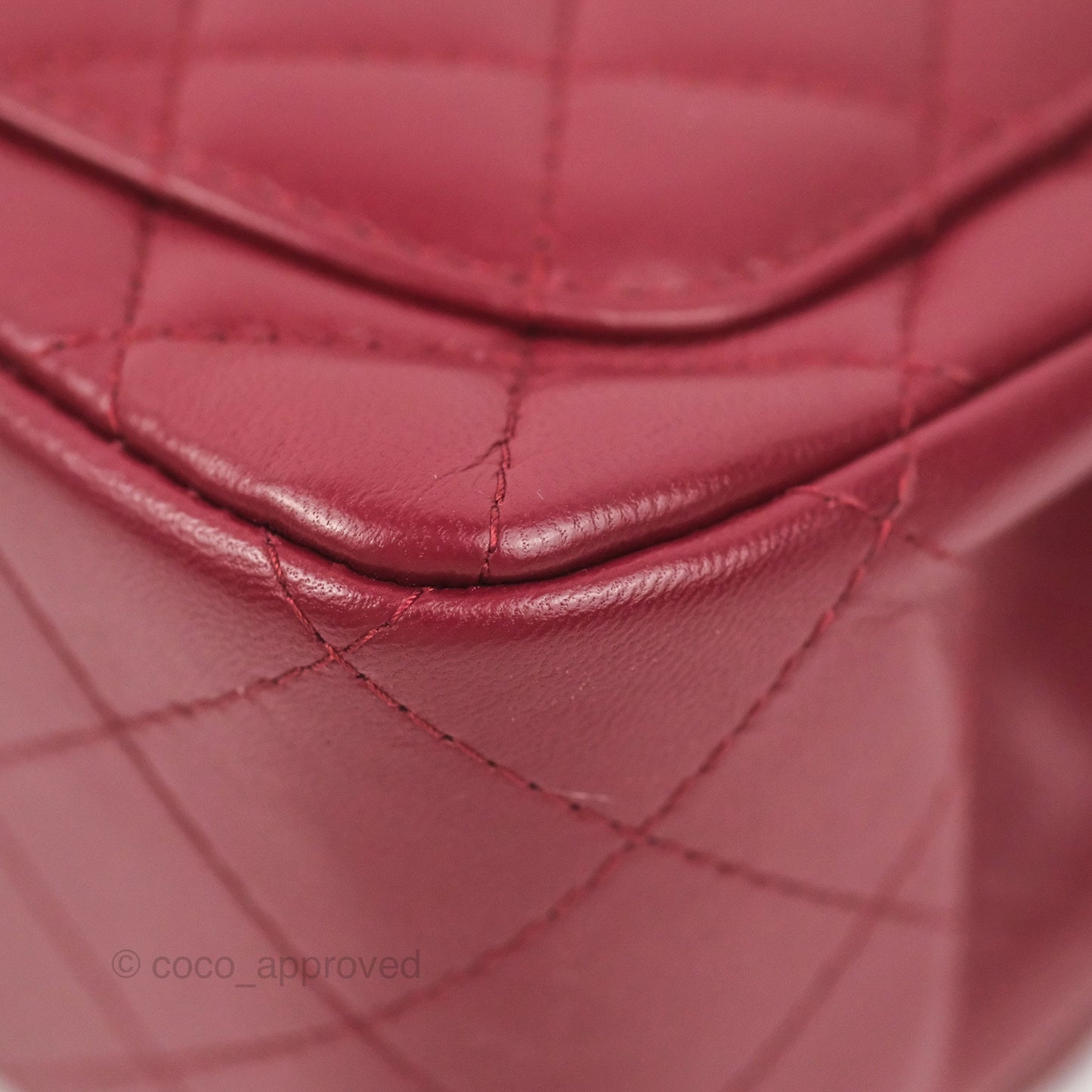 Chanel Quilted Mini Square Flap Red Wine Lambskin Gold Hardware