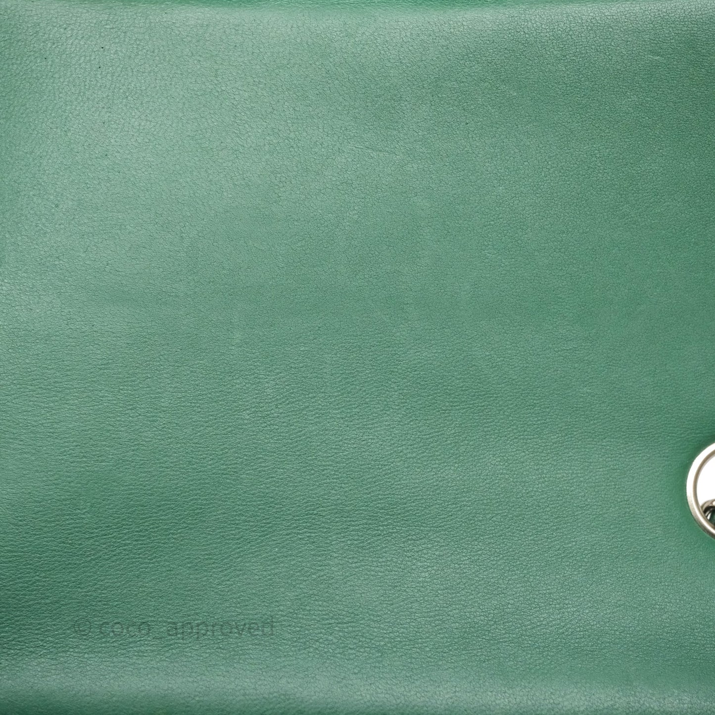 Chanel Quilted Mini Rectangular Green Lambskin Silver Hardware
