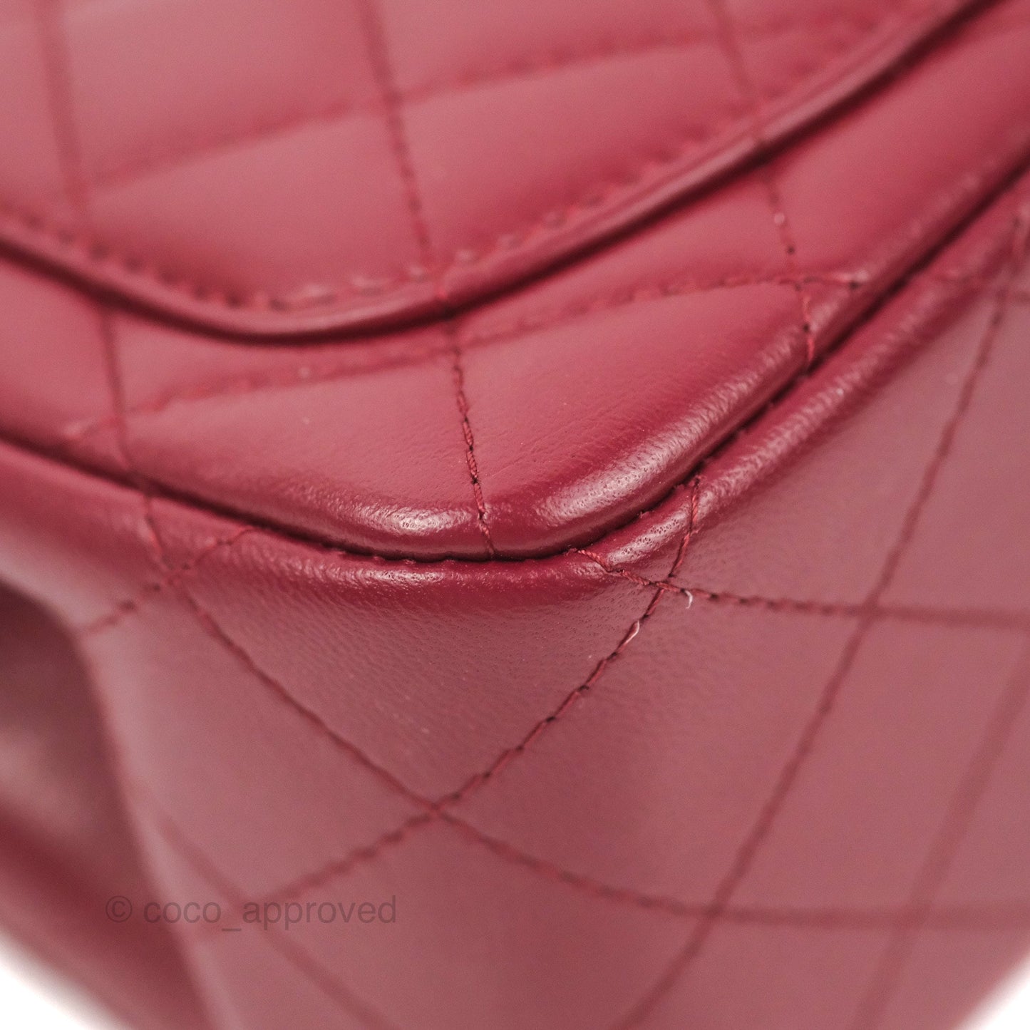 Chanel Quilted Mini Square Flap Red Wine Lambskin Gold Hardware
