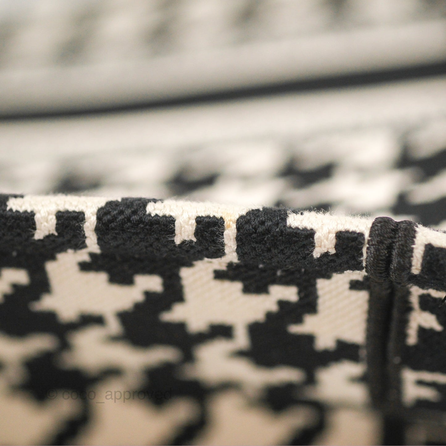 Christian Dior Medium(Old Small)Book Tote Houndstooth Embroidery Black/White