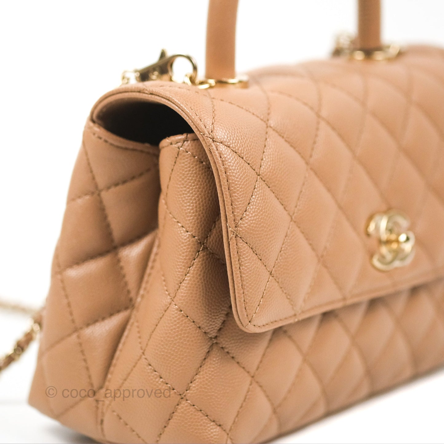 Chanel Small Coco Handle Dark Beige Caviar Gold Hardware