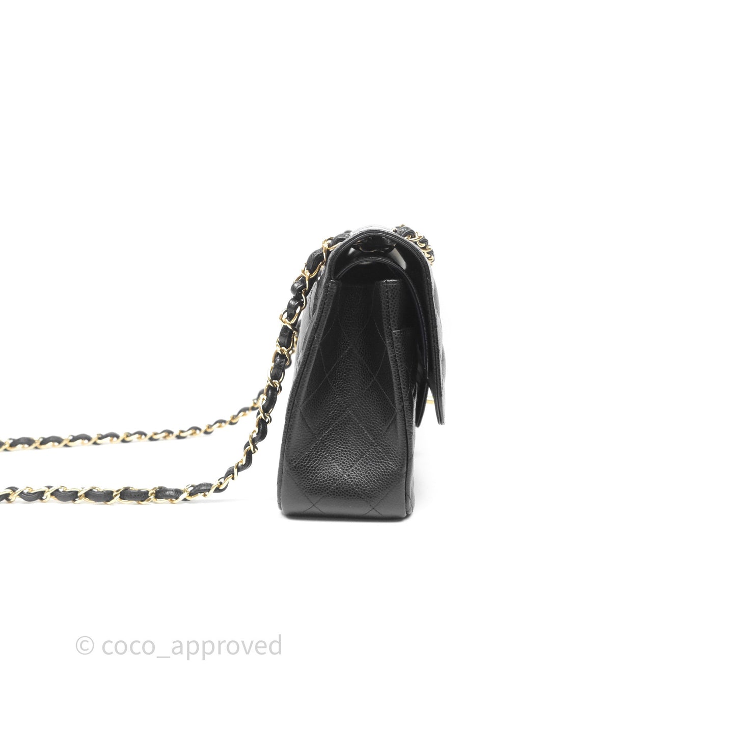 Chanel Jumbo Double Flap Quilted Black Caviar Gold Hardware⁣⁣