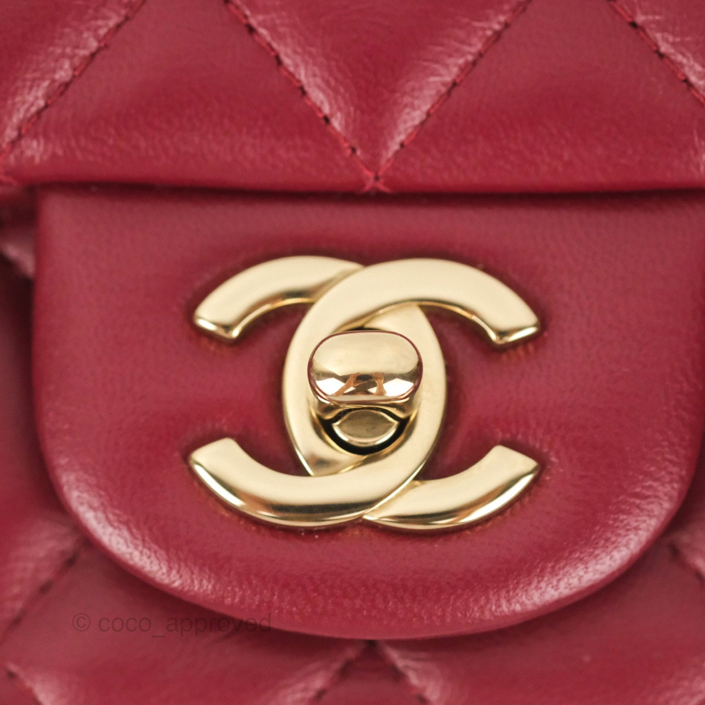 Chanel Quilted Mini Square Flap Red Wine Lambskin Gold Hardware