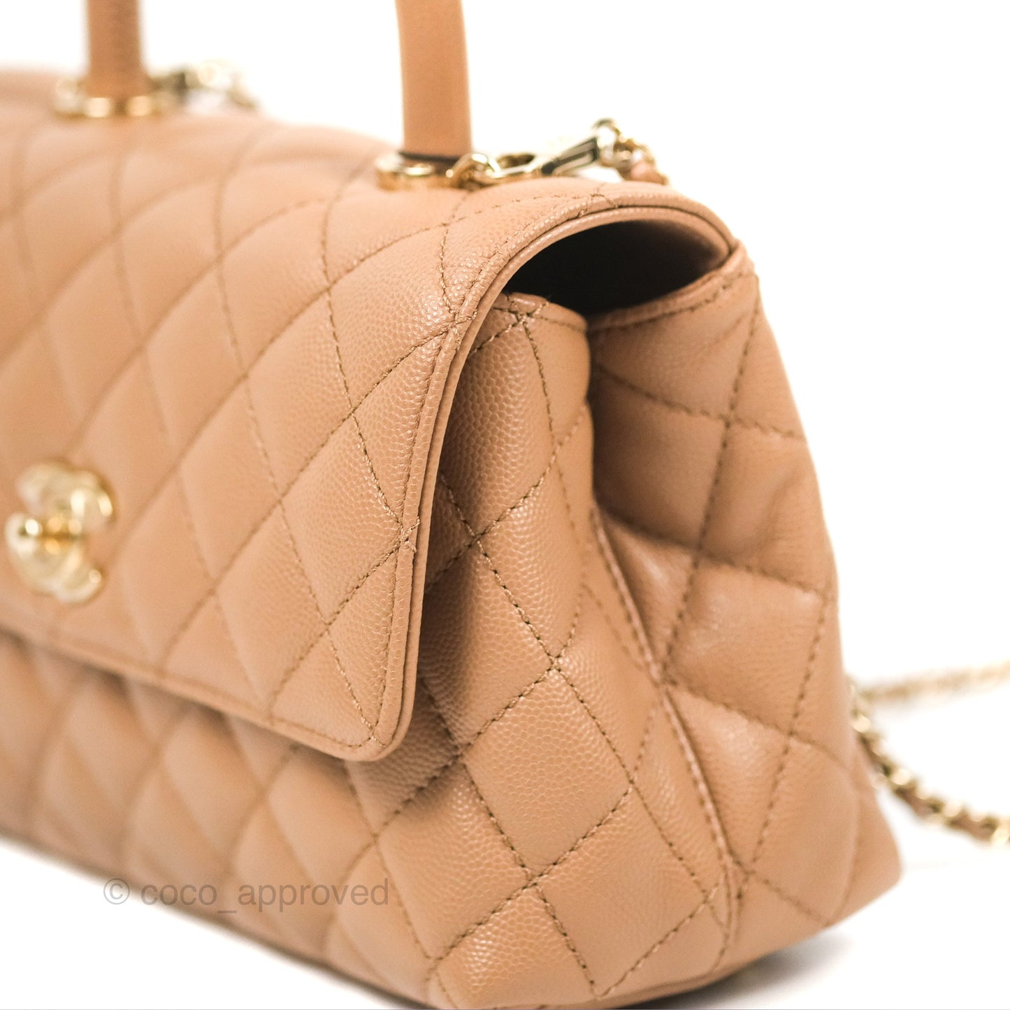 Chanel Small Coco Handle Dark Beige Caviar Gold Hardware