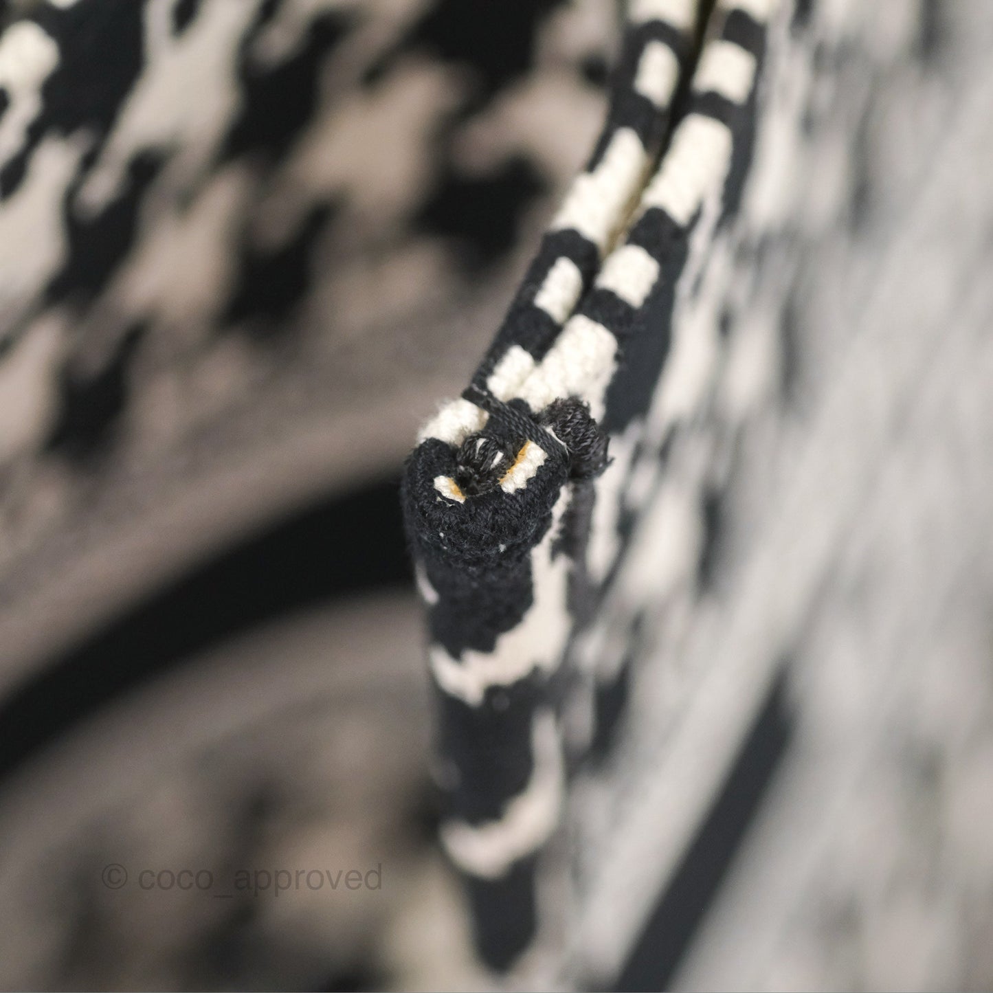 Christian Dior Medium(Old Small)Book Tote Houndstooth Embroidery Black/White