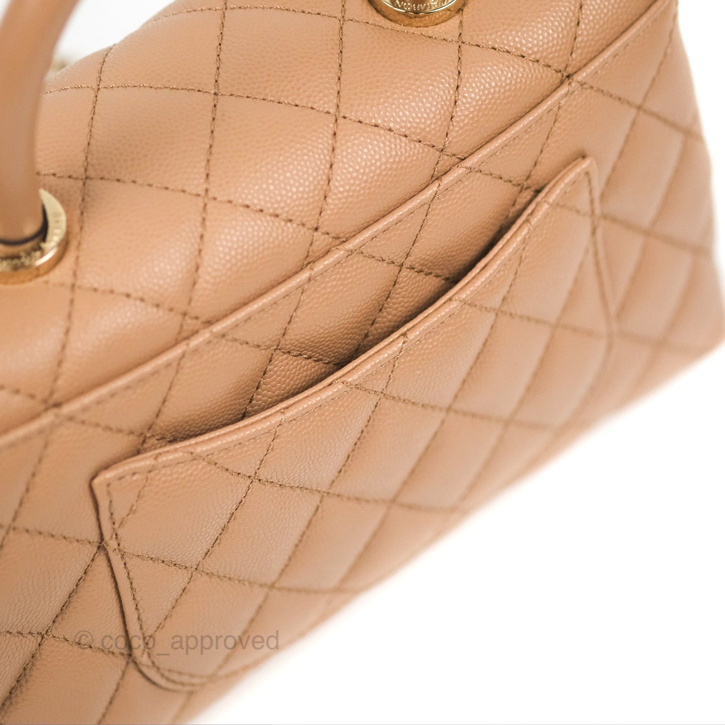 Chanel Small Coco Handle Dark Beige Caviar Gold Hardware
