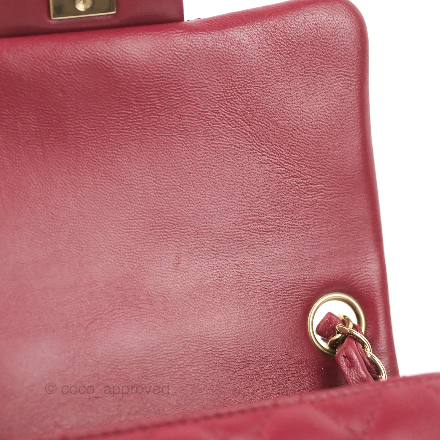 Chanel Quilted Mini Square Flap Red Wine Lambskin Gold Hardware