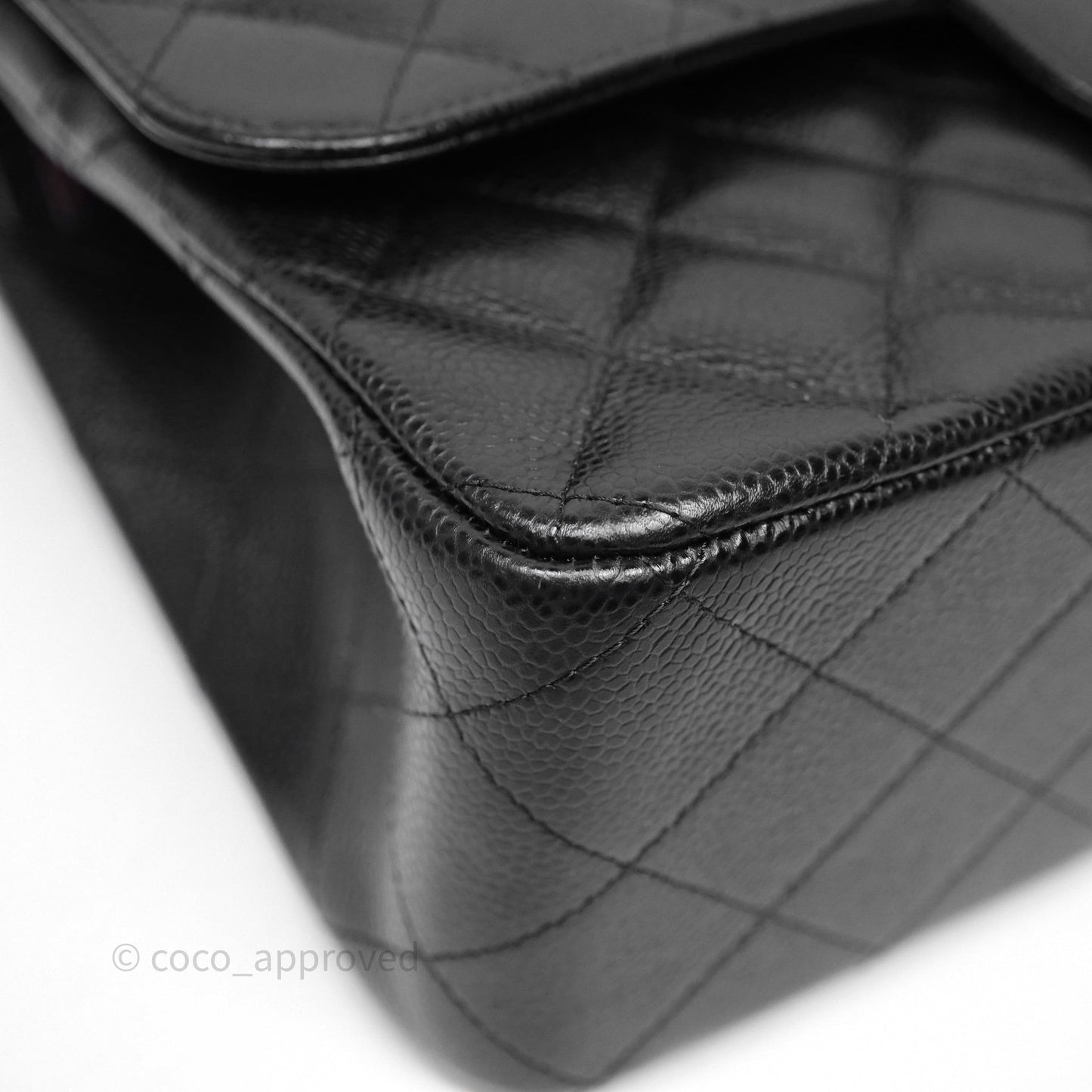 Chanel Jumbo Double Flap Quilted Black Caviar Gold Hardware⁣⁣