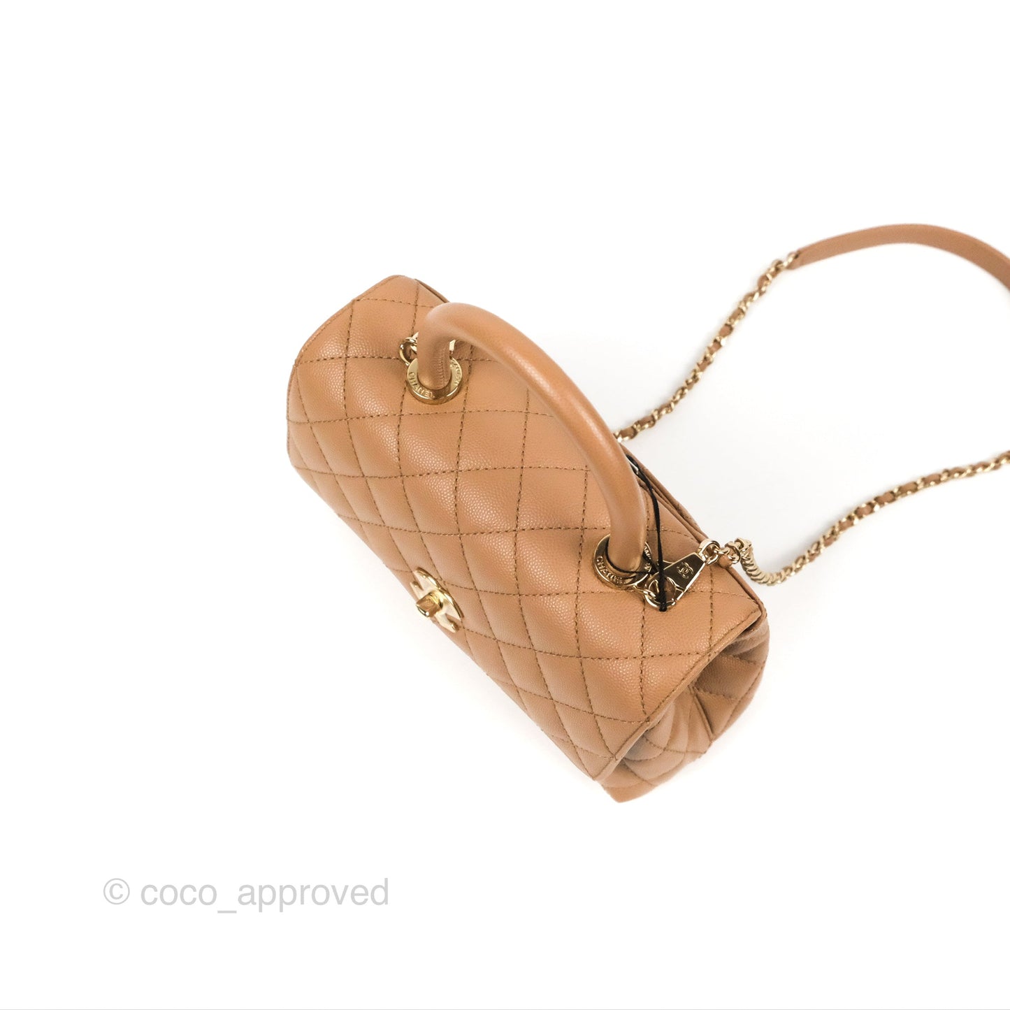 Chanel Small Coco Handle Dark Beige Caviar Gold Hardware