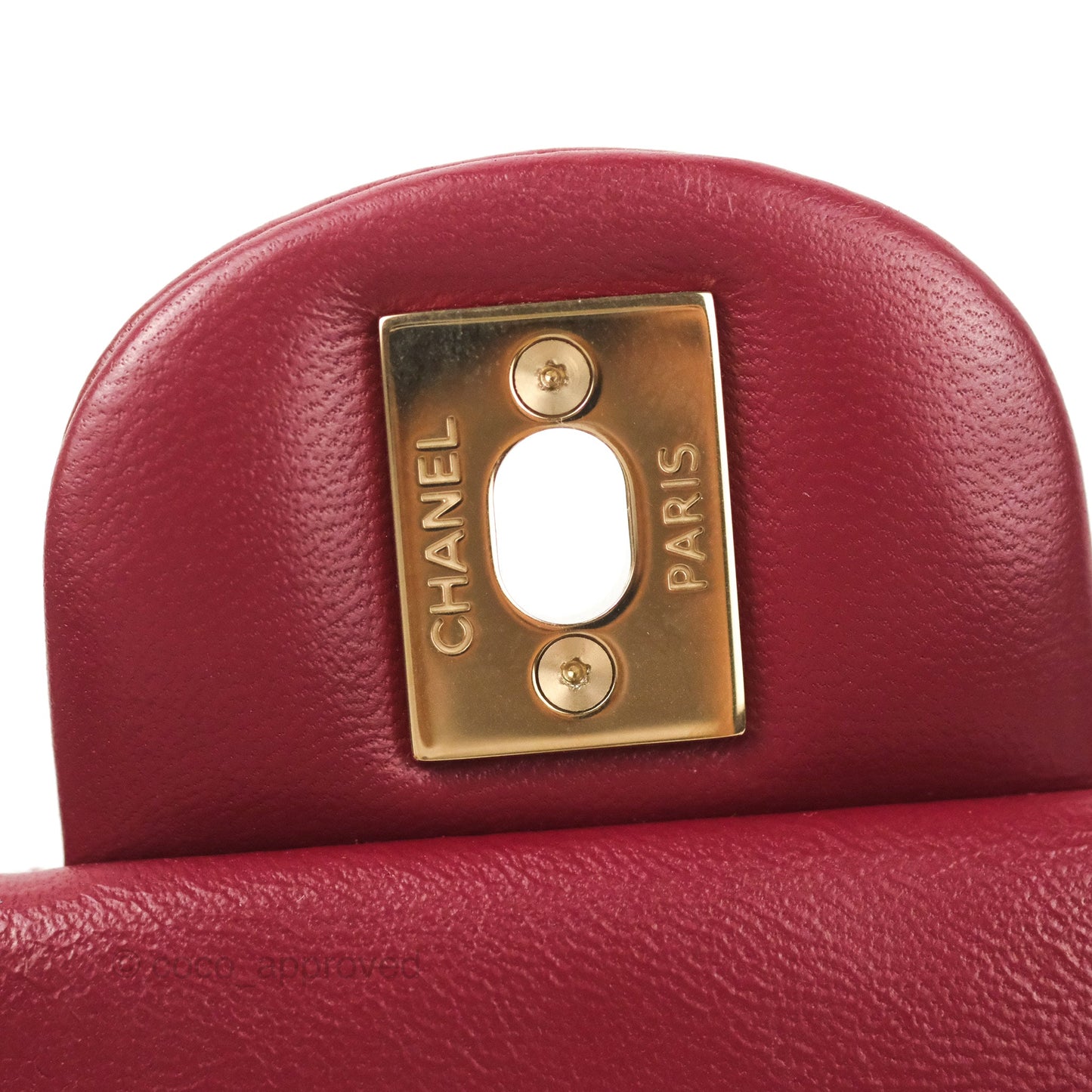 Chanel Quilted Mini Square Flap Red Wine Lambskin Gold Hardware