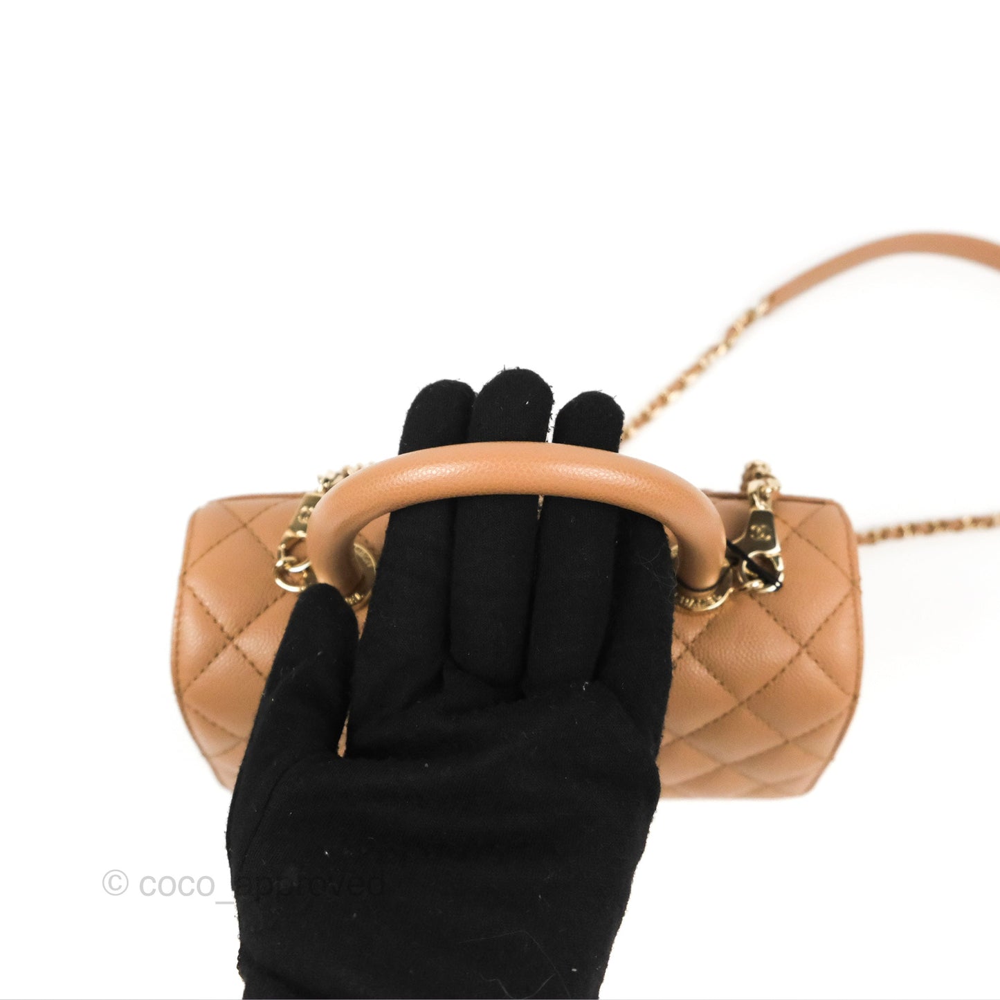 Chanel Small Coco Handle Dark Beige Caviar Gold Hardware