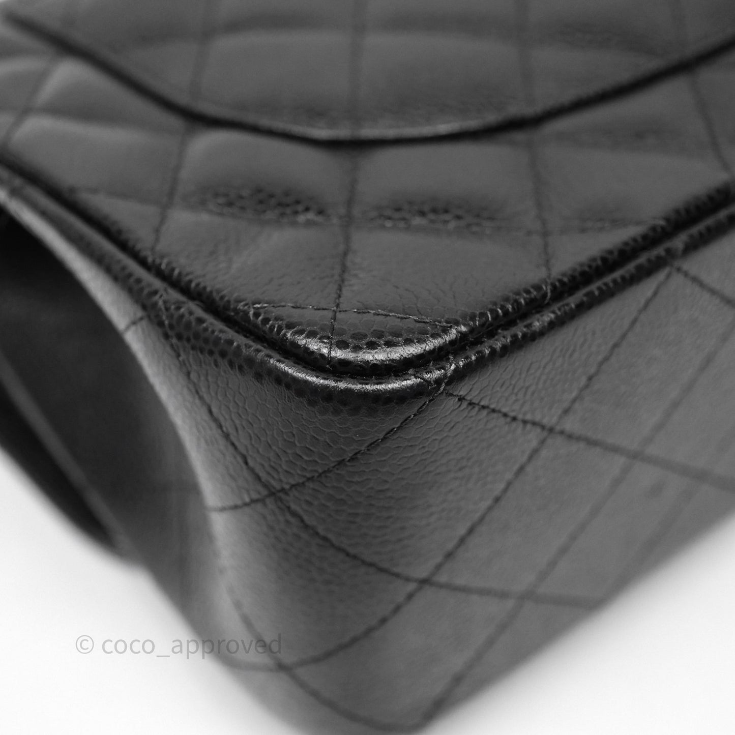Chanel Jumbo Double Flap Quilted Black Caviar Gold Hardware⁣⁣