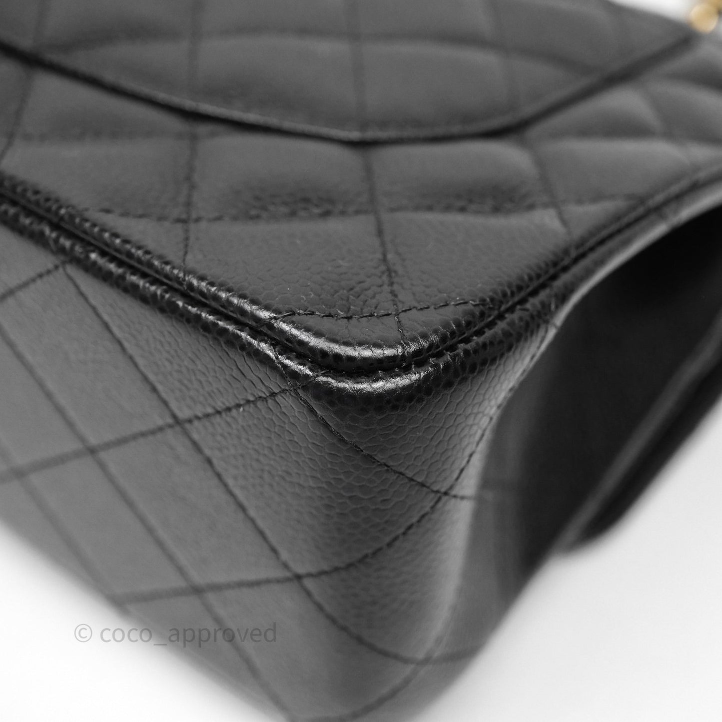 Chanel Jumbo Double Flap Quilted Black Caviar Gold Hardware⁣⁣