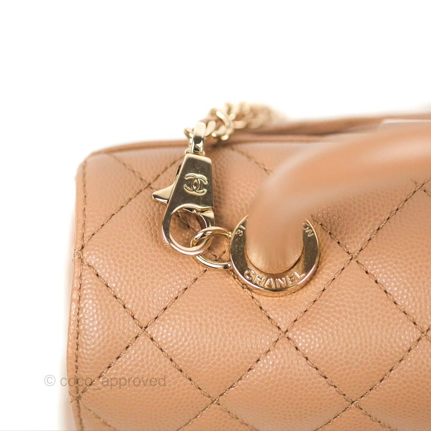 Chanel Small Coco Handle Dark Beige Caviar Gold Hardware