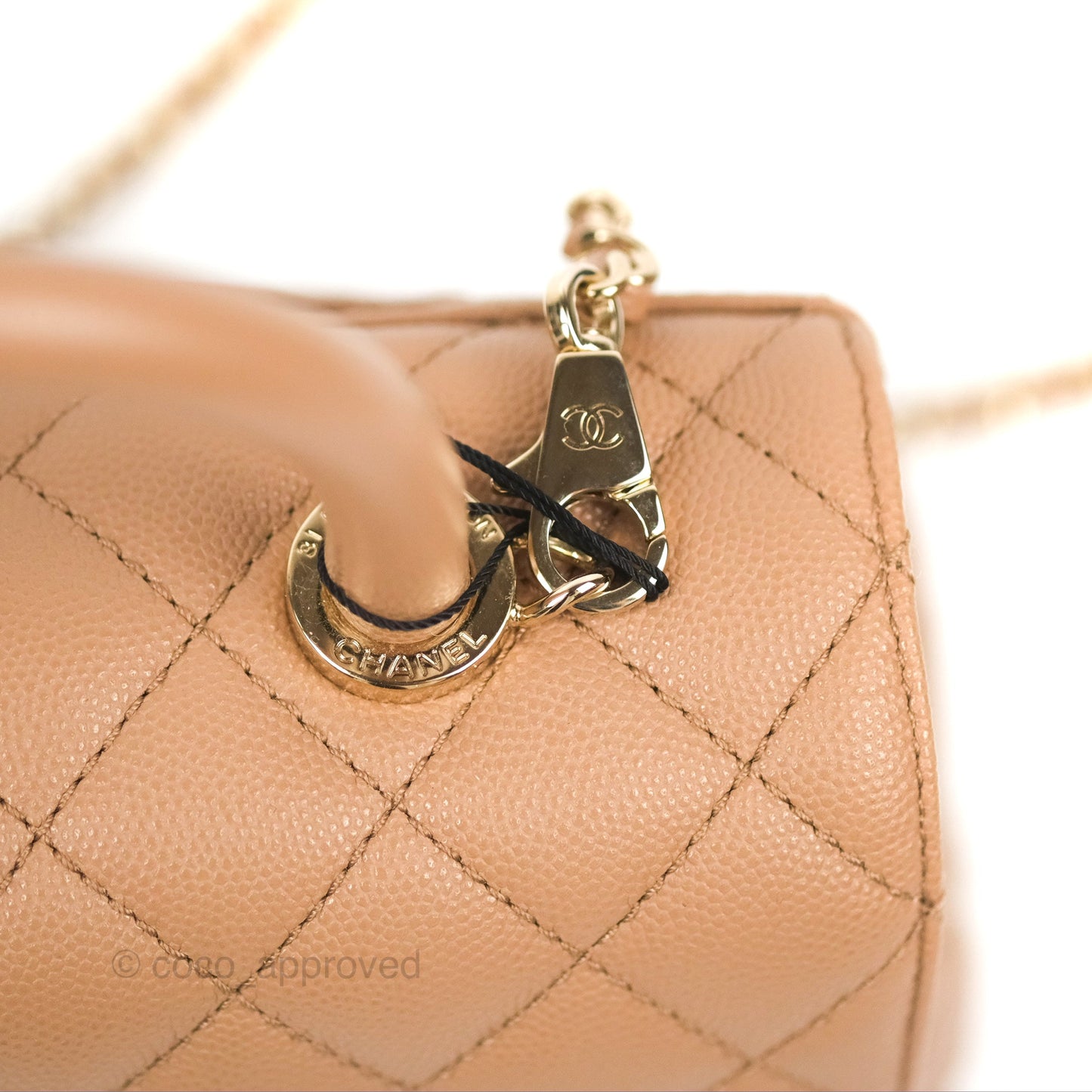 Chanel Small Coco Handle Dark Beige Caviar Gold Hardware