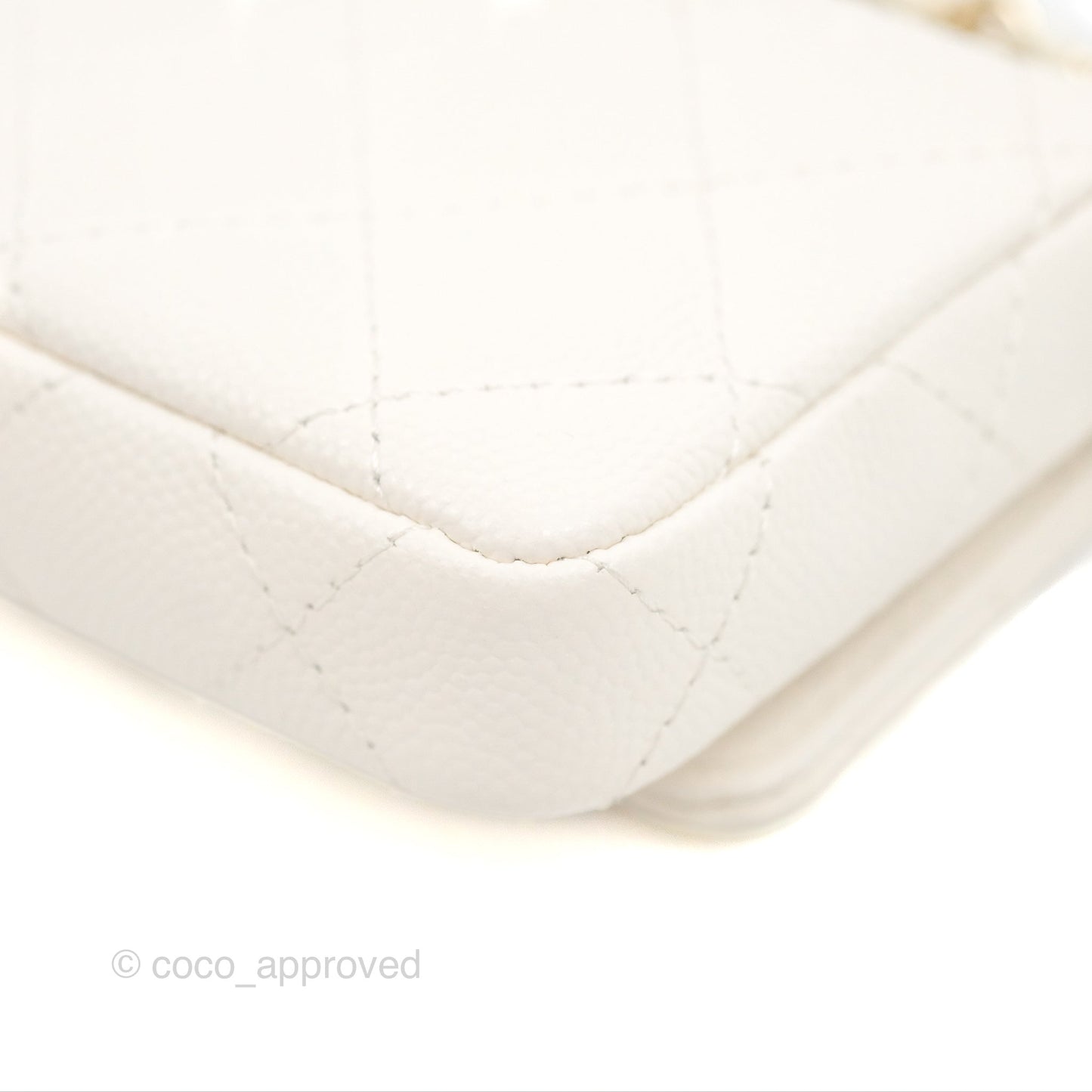 Chanel Mini Card Holder Charms Chain Belt Bag White Caviar Gold Hardware