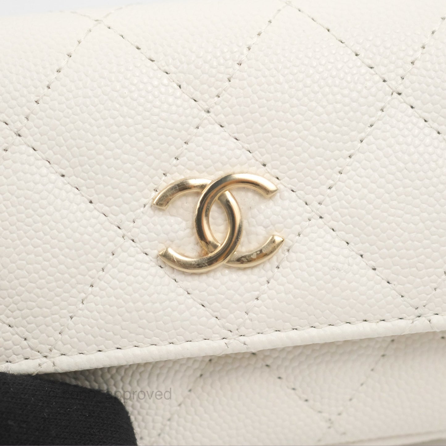 Chanel Mini Card Holder Charms Chain Belt Bag White Caviar Gold Hardware