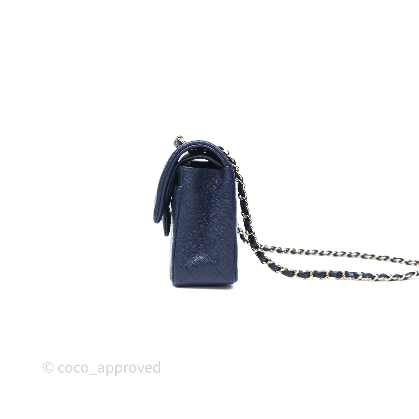 Chanel Small Classic Flap Quilted Navy Caviar Gold Hardware